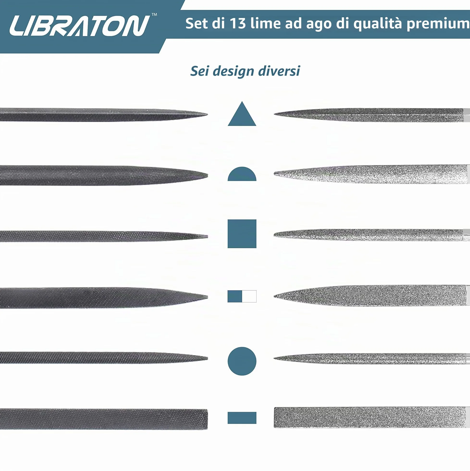 LIBRATON Lime ad Ago, Set di Lime, Lime Diamantate 13 Pezzi, per Modellare, Set di Mini Lime per Limare Metallo, Legno, Plastic