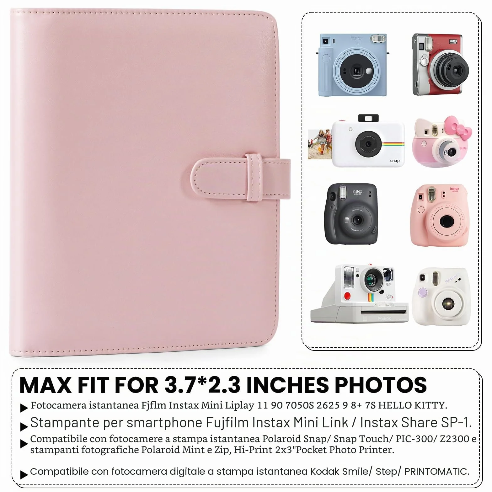 Album Fotografico 256 Tasche pour Fujifilm Instax Mini 7s 8 8+ 9 11 25 26 50s 70 90, Polaroid Zink, Kodak