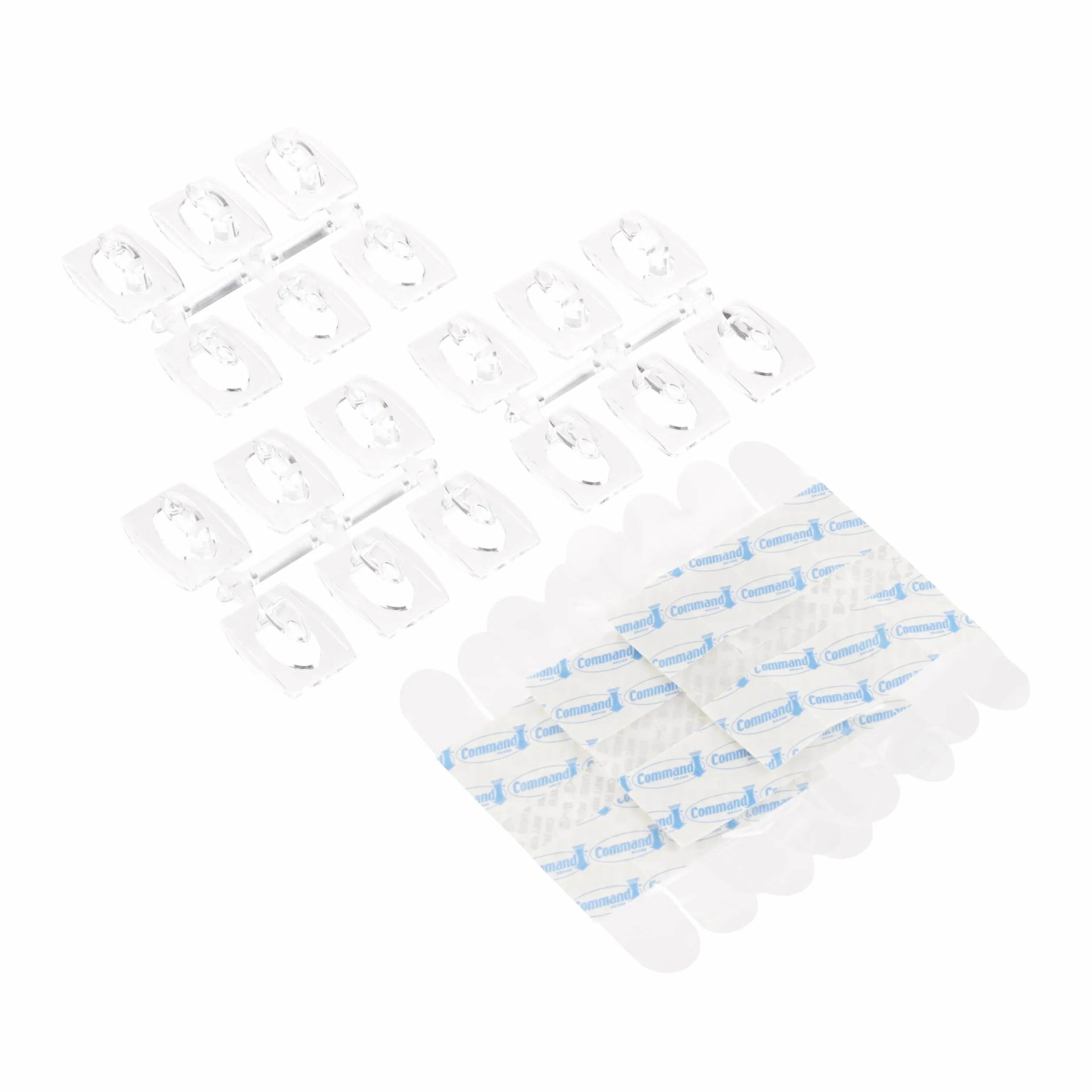 Command Mini Ganci Adesivi Trasparenti per Decorazioni Interne, 6 Ganci e 8 Strisce, Tenuta 225g