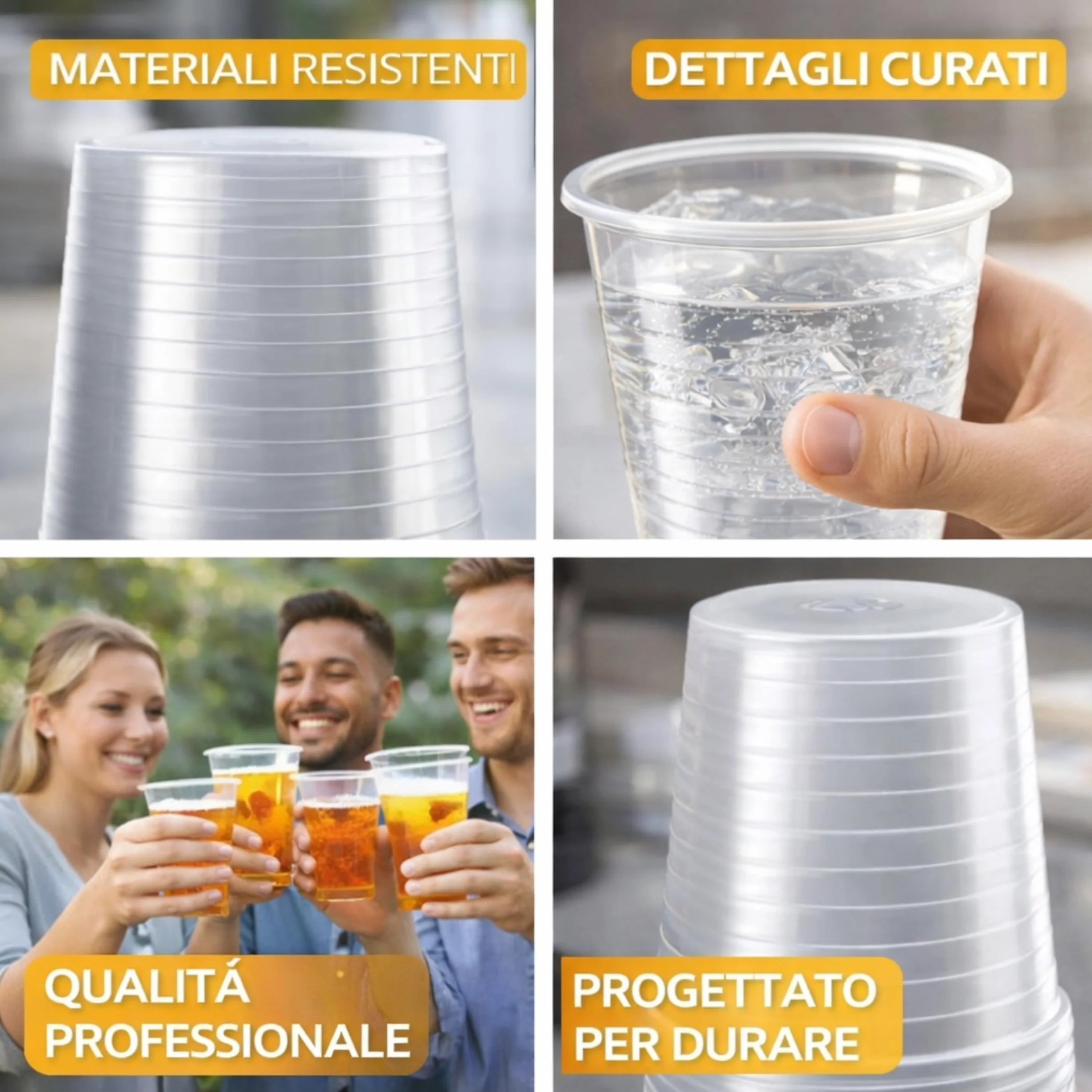 Bicchieri Trasparenti 166 ml 1000 Pezzi Riciclabili Extra Resistenti