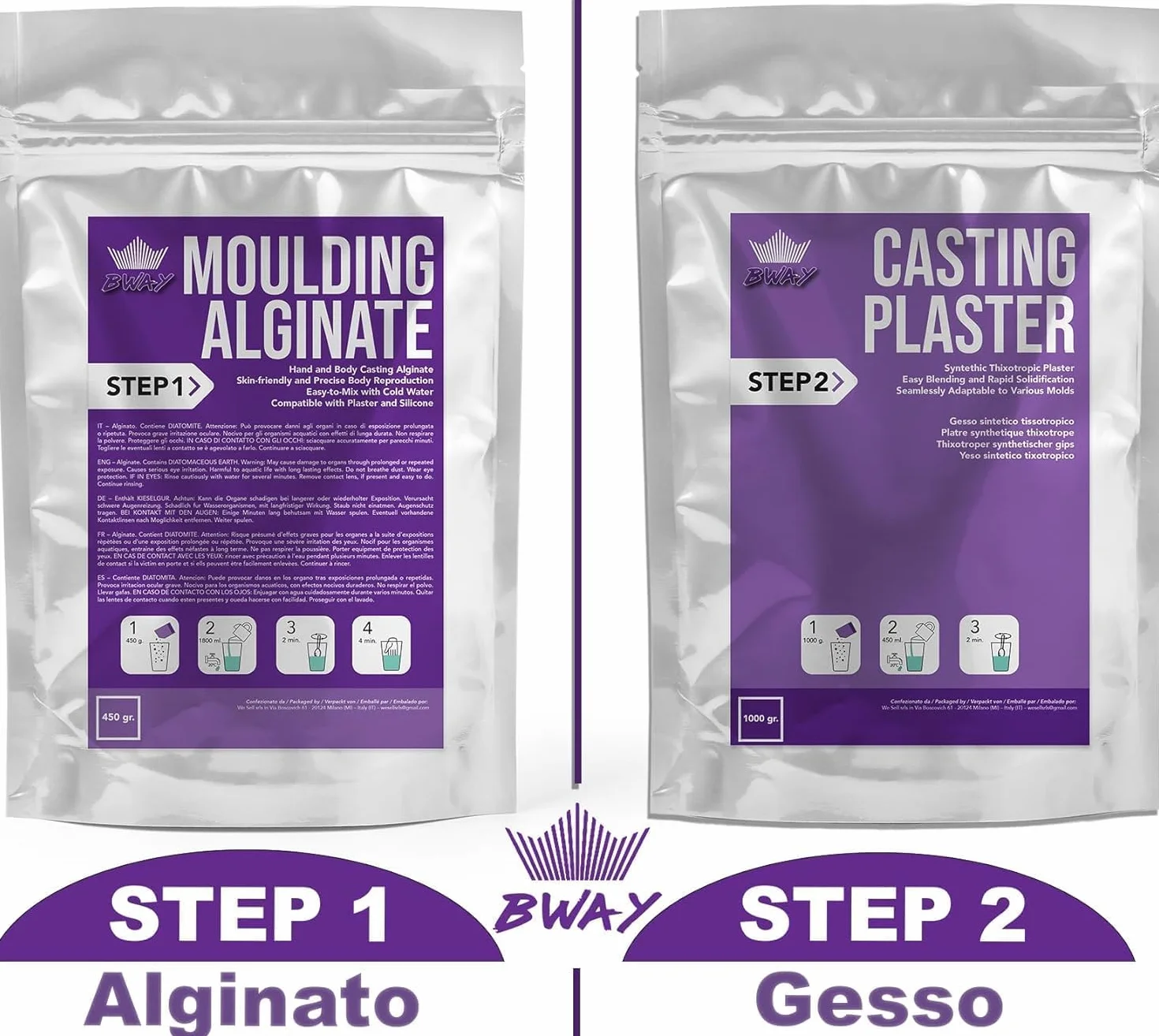 BWAY Gesso per Stampi in Polvere di Ceramica Bianca - Polvere di Gesso Ceramico per Stampi in Silicone di Alta Qualità - Ideale per Fai da Te e Progetti Creativi - Confezione da 5 Kg