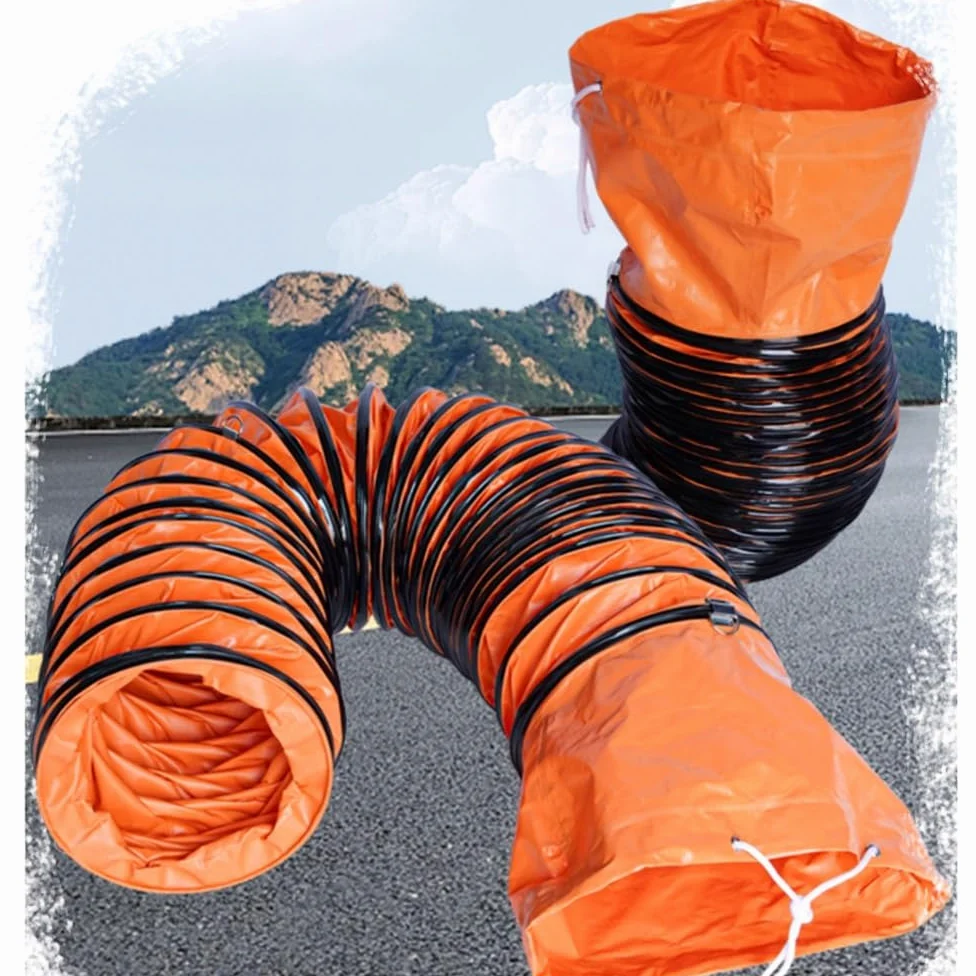 Condotti di aerazione, Tubo Flessibile Industriale in PVC per ventilatori di Scarico - da 8" a 24" per Ventilazione HVAC con Corda Regolabile e Anello a D - 6,6 Piedi (2 m) Soluzioni per con
