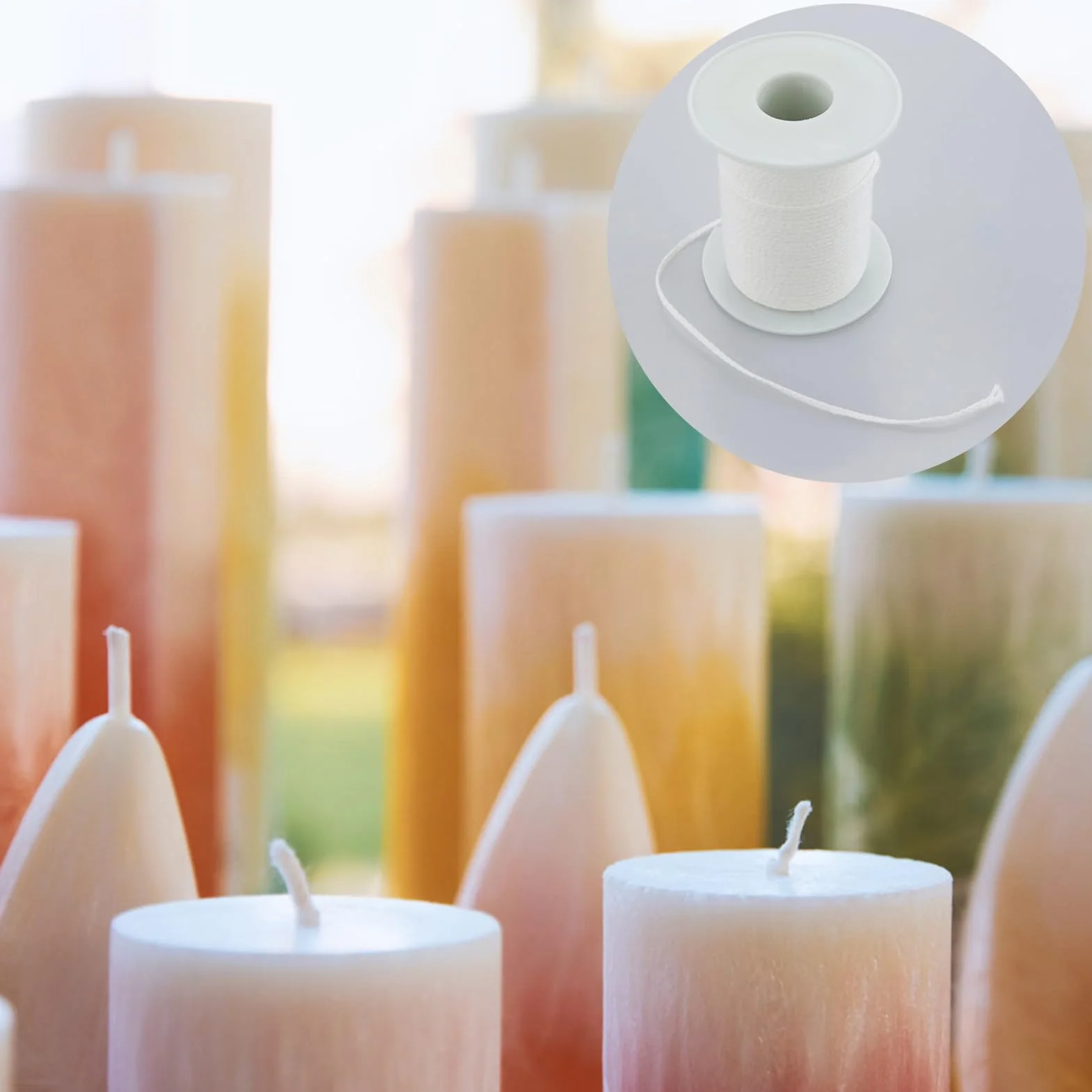 Stoppino per Candele in Cotone - 61 m, Intrecciato Senza Fumo per Produzione di Candele Profumate Fai da Te
