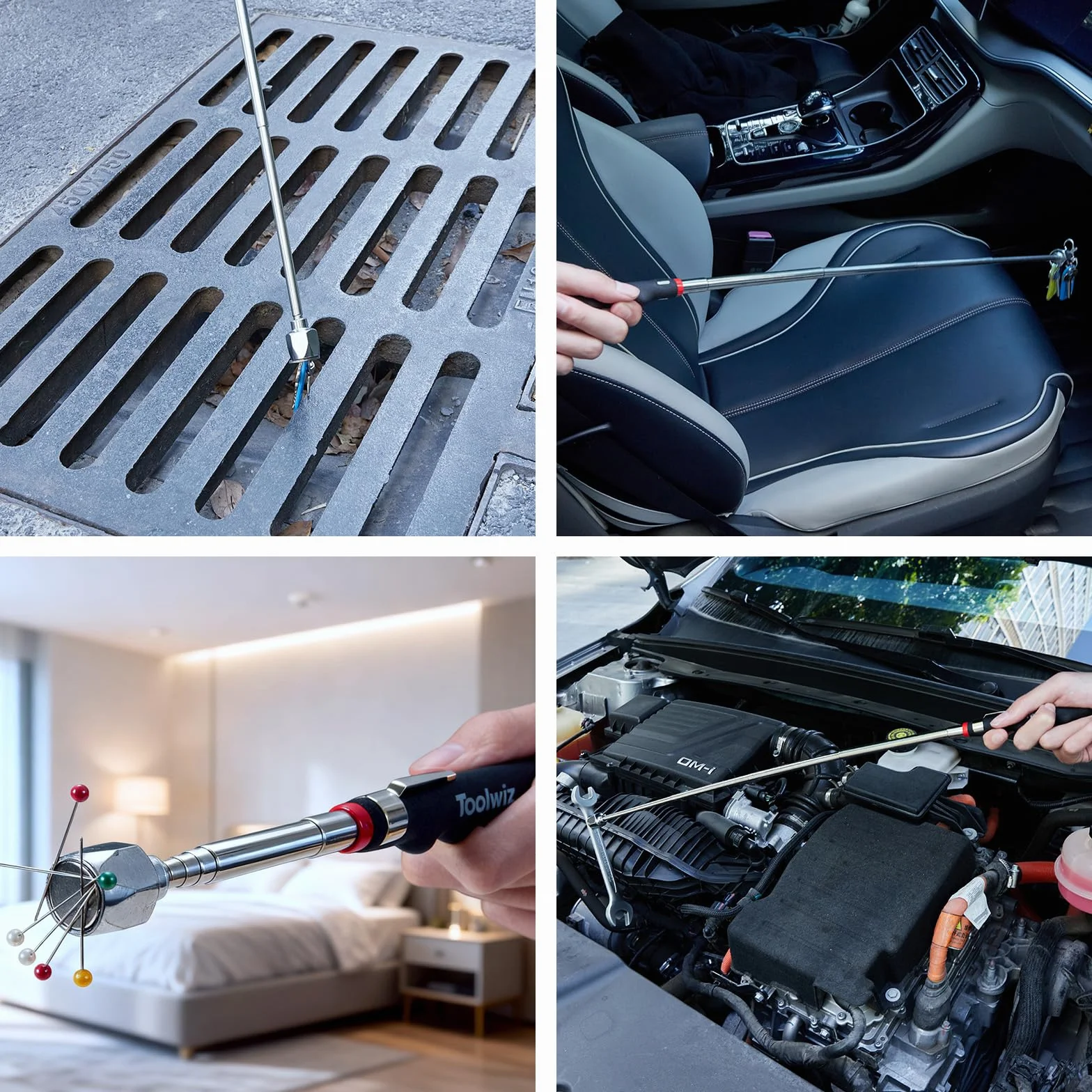 Strumento Magnetico per Pickup - 16 LB Bastone Telescopico in Acciaio Inossidabile Estende da 18 cm a 80 cm, Strumento di Raccolta Magnetico Telescopico per Recupero di Oggetti Metallici