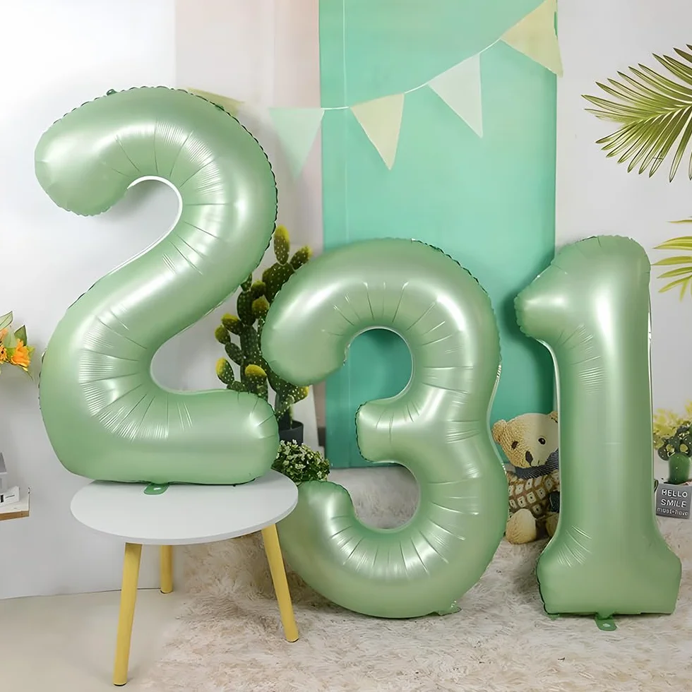 40 Pollici Foil Palloncino Verde Numero 1, Gonfiabili Elio, Grande Numeri 0-9, 10-100 (101cm), Decorazione di Alluminio Palloncini per Festa di Compleanno Anniversario