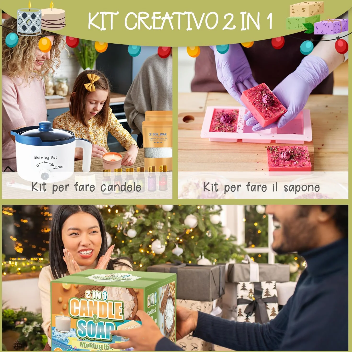 LFISGNN Set Di Candele E Sapone 2 in 1 Per Principianti, Set Completo Fai Da Te Per Realizzare Bastoncini Di Sapone Fatti A Mano E Candele Profumate Con Pentola E Accessori