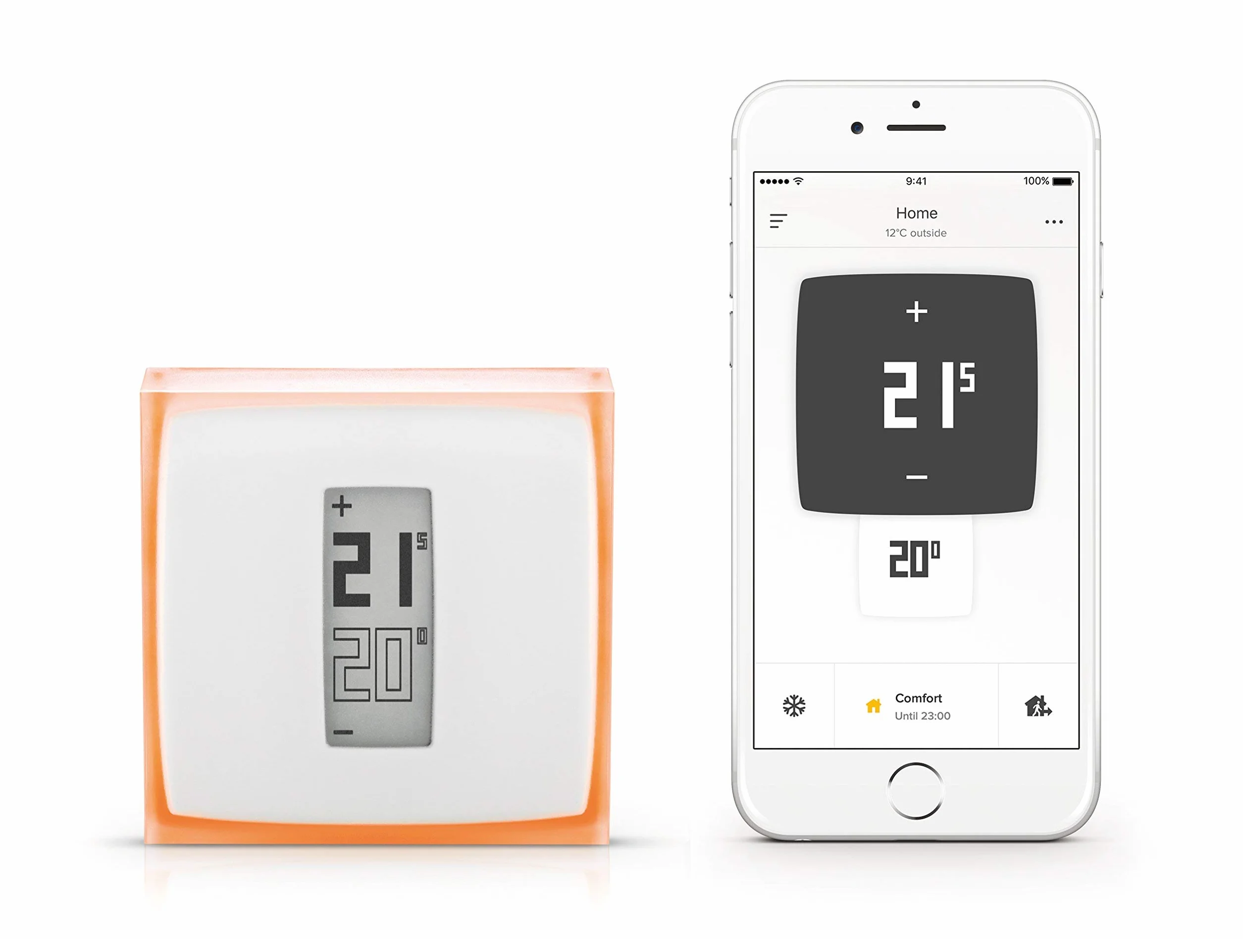 Netatmo by Starck Termostato Intelligente 83x83x22 mm bianco arancione Ricondizionato Certificato