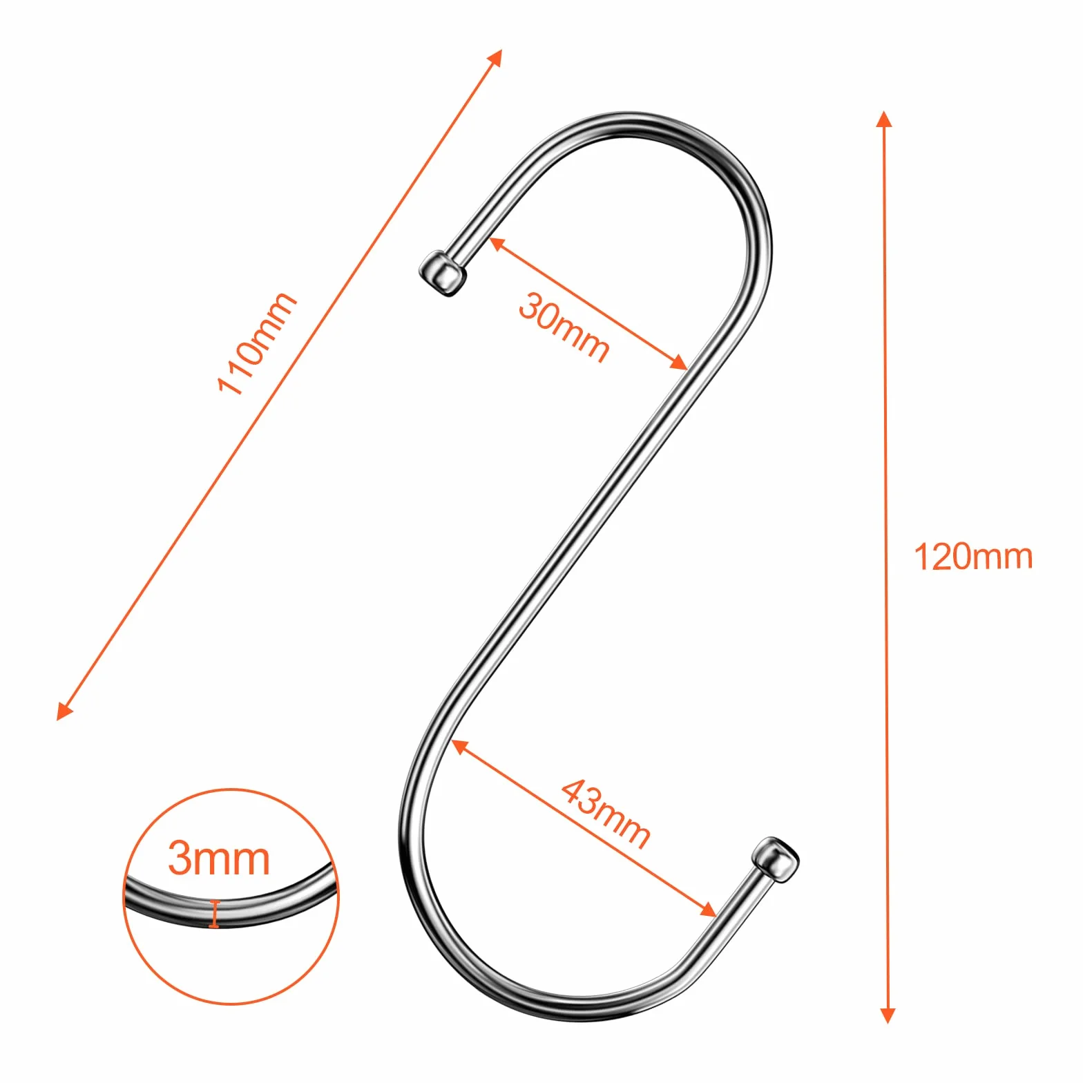 Firschoie 10 Pezzi Ganci a S Cucina Acciaio Inox Doppio Gancio Appendere Tazze Pentole Ciotole