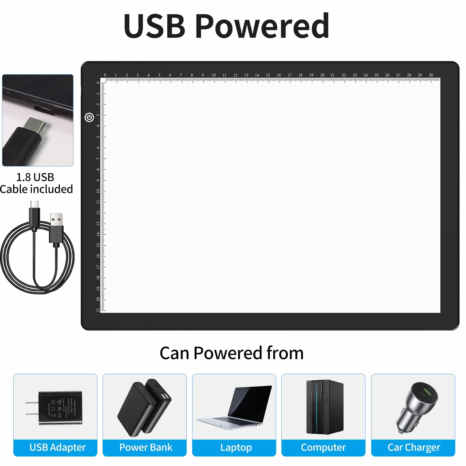 JSKLAMP A4 Tavoletta Luminosa con 4 Clips, Lavagna Luminosa per Disegnare, Tavola Luminosa Disegno, LED Light Box Light Pad di Disegno con Luminosità Regolabile per Pittura Diamante, Schizzi, Artisti
