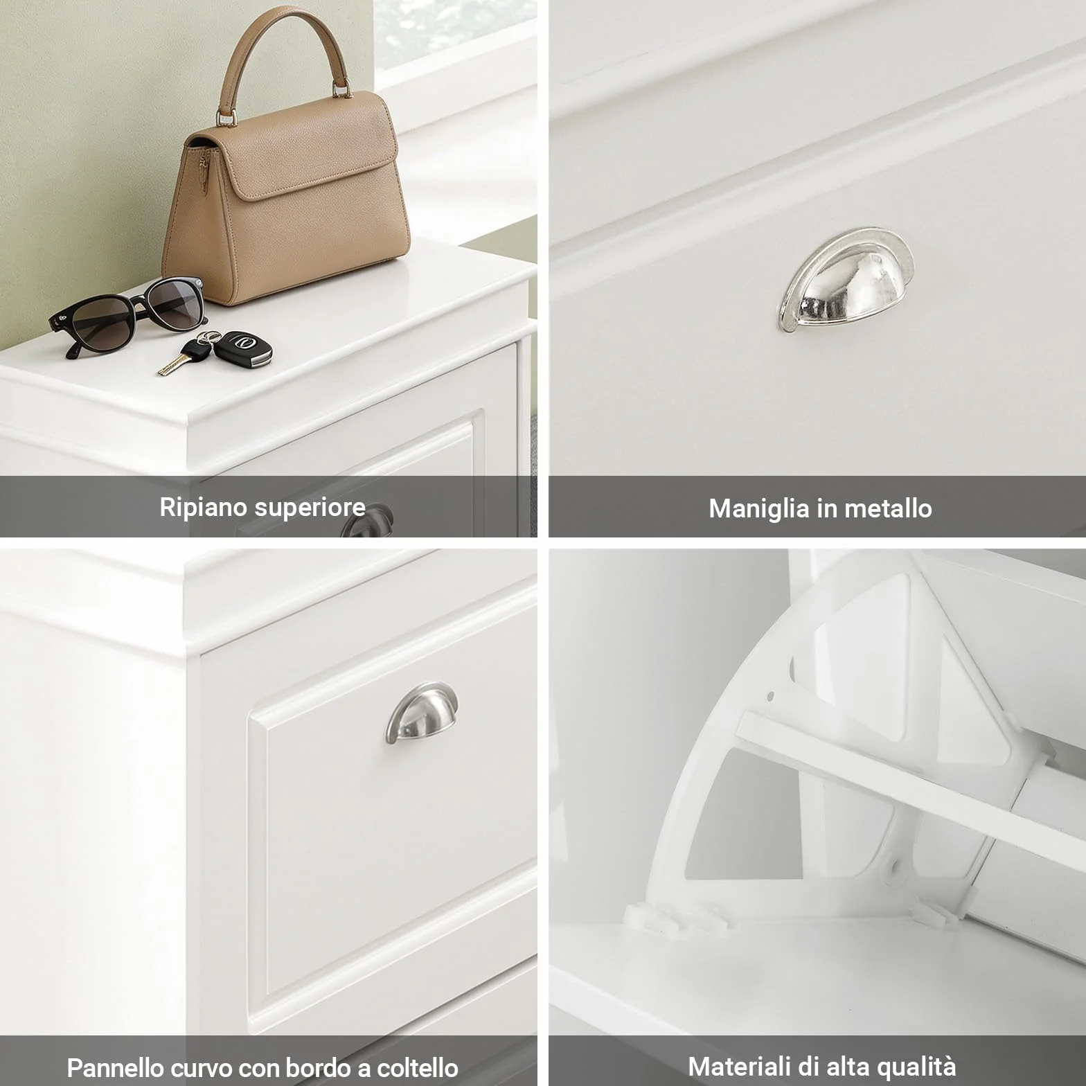 SoBuy Scarpiera Salvaspazio Slim Mobiletto da Ingresso con 2 Ante a Ribalta, Armadio Portascarpe Scarpiera Legno Moderna per Ingresso, Corridoio o Camera da Letto 54x24x83cm Bianco FSR78-W