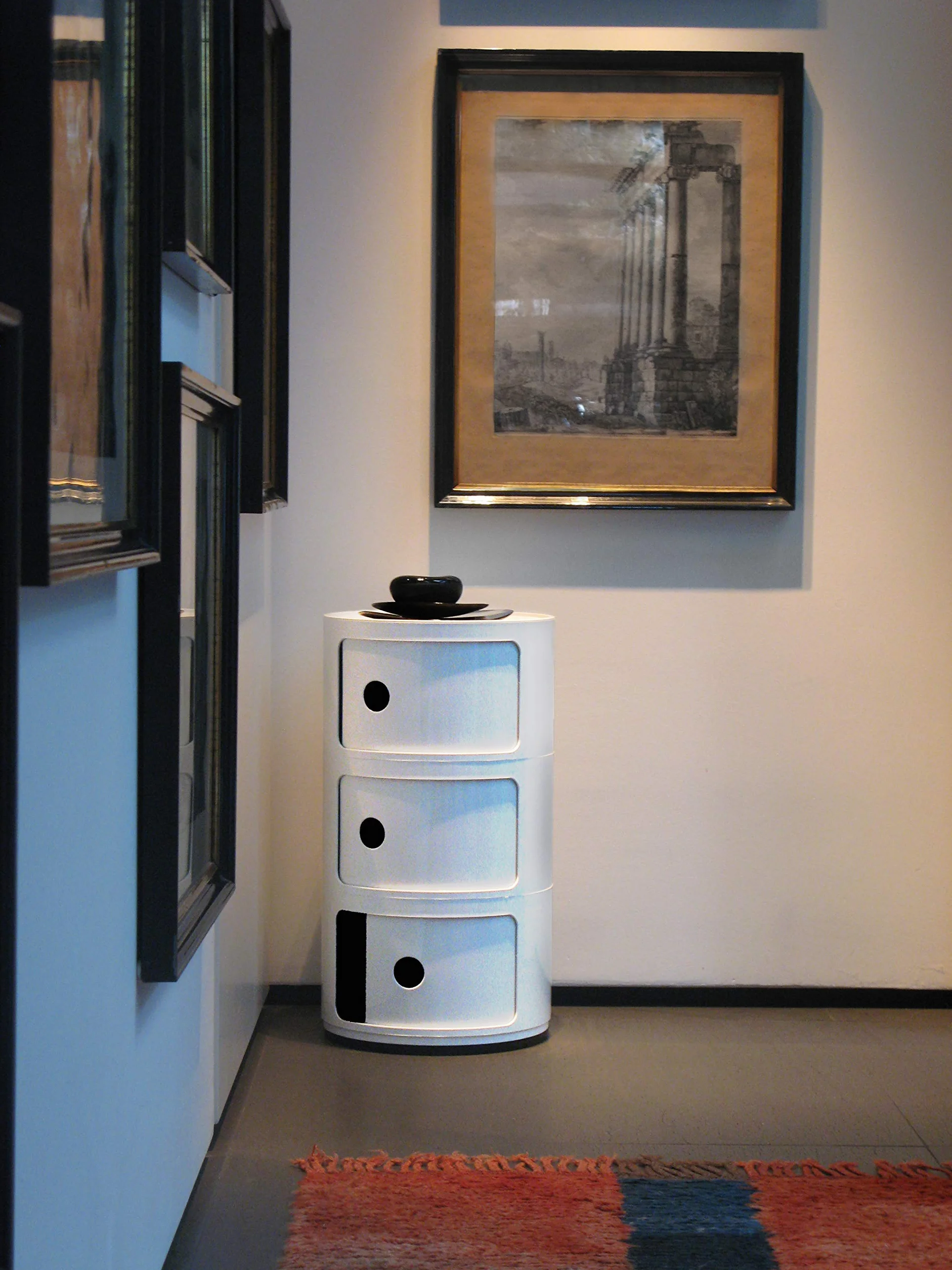 Kartell Componibili Contenitore 3 Elementi, ABS, Base Tonda, Bianco, 32 x 32 x 58.5 cm