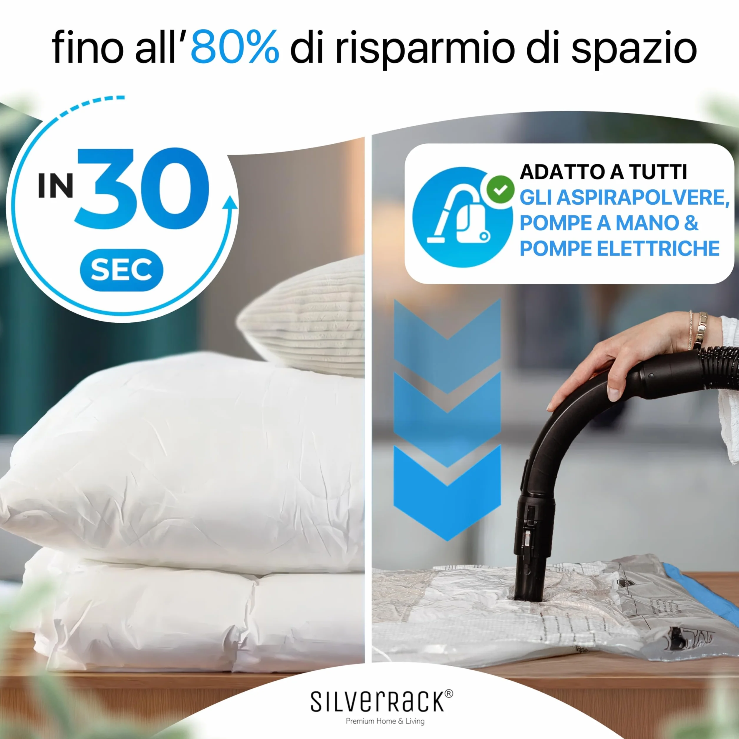 SilverRack Set di Sacchetti Sottovuoto 6 Pezzi 2 Misure 60x80 cm 80x100 cm