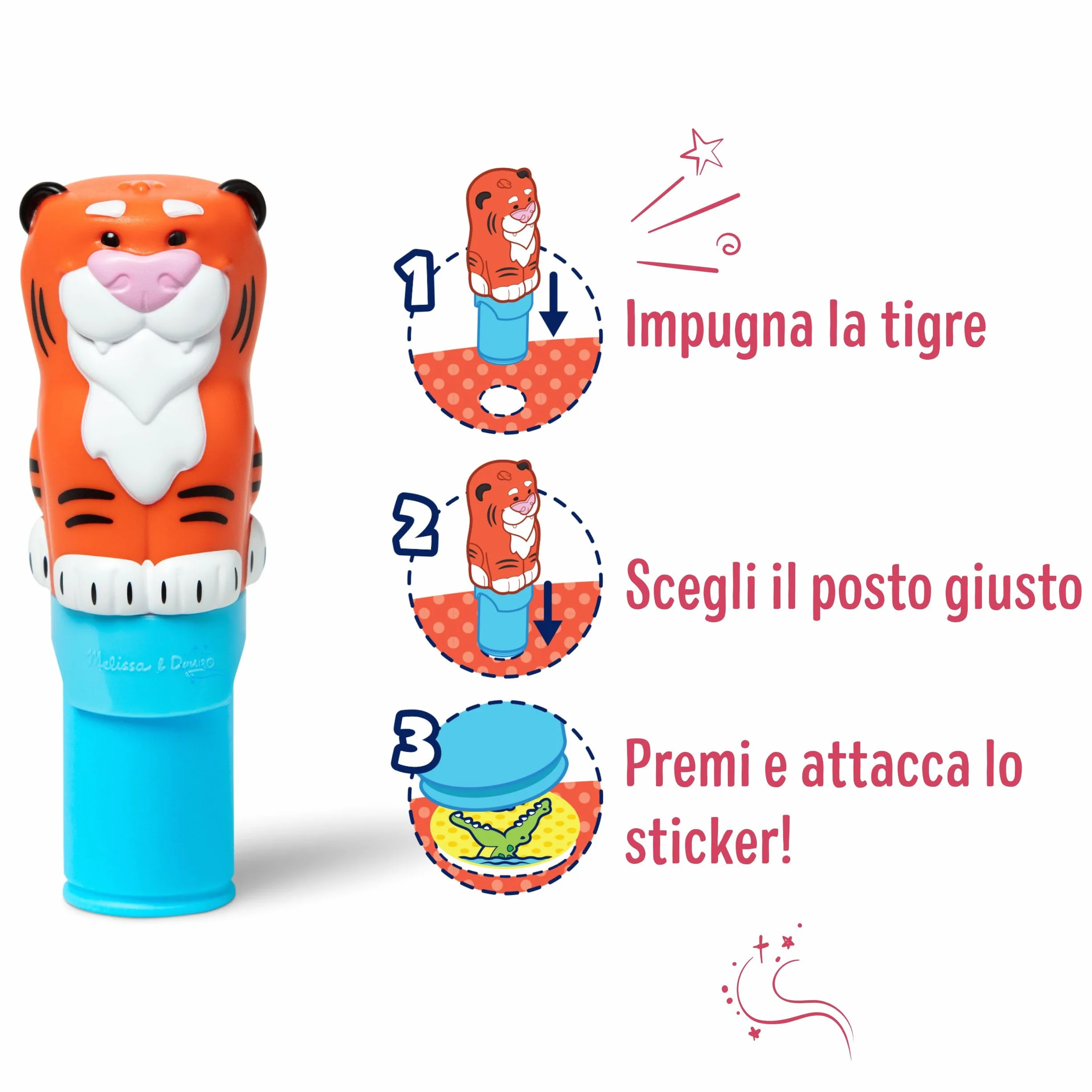 Melissa & Doug Sticker WOW! Timbratore di Adesivi e Blocco Attività di 24 Pagine con 300 Adesivi - Tigre, Gioco Educativo per Lavoretti Artistici, Bambini, 3+ Anni - Certificati FSC