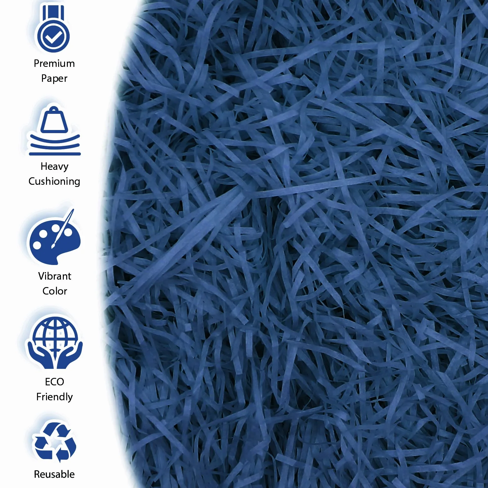Paglia per Cesti Decorativa - 500g Raffia per Riempimento Regali, Filler per Cestini, Scatole e Decorazioni - Materiale per Party, Matrimoni, Natale (Blu scuro)