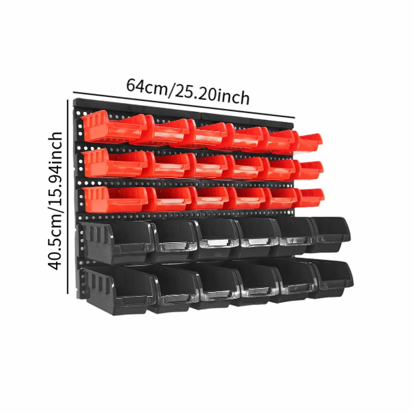 30 contenitori portaoggetti a parete, organizer per attrezzi, scaffale portaoggetti versatile e resistente per componenti, contenitori per ferramenta, Rosso Nero