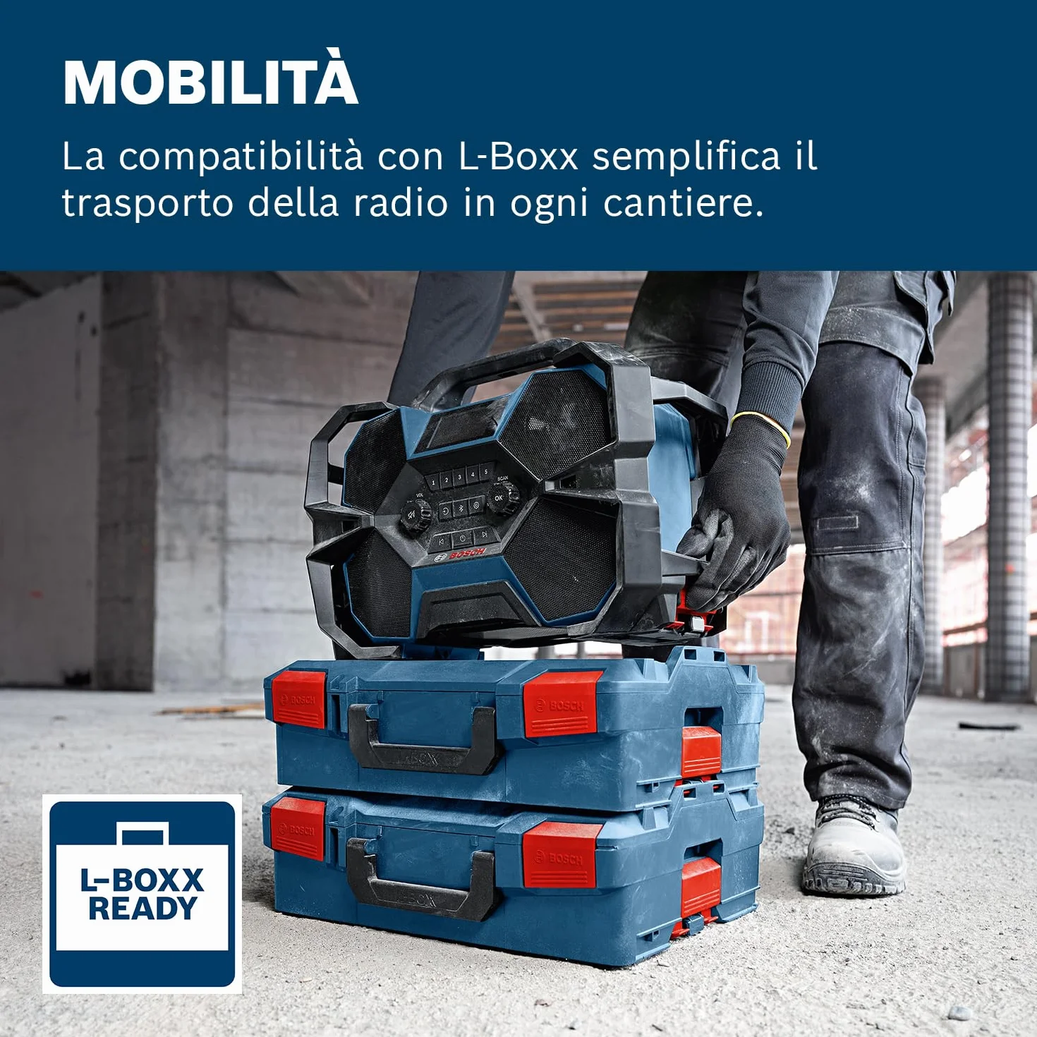 Bosch Professional Radio a batteria GPB 18VH-6 SRC 18V/12V System (ricarica integrata per 18 V e 12 V, incl. apribottiglie, 2 batterie AAA, pellicola protettiva schermo, senza batteria/caricabatteria)