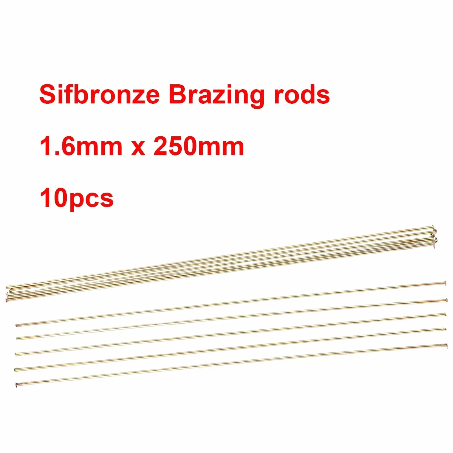 Bacchette per saldatura in ottone 10 PEZZI 1,6 mm x 250 mm a bassa temperatura, filo per brasatura, facile da sciogliere per rame, ferro, acciaio, lega
