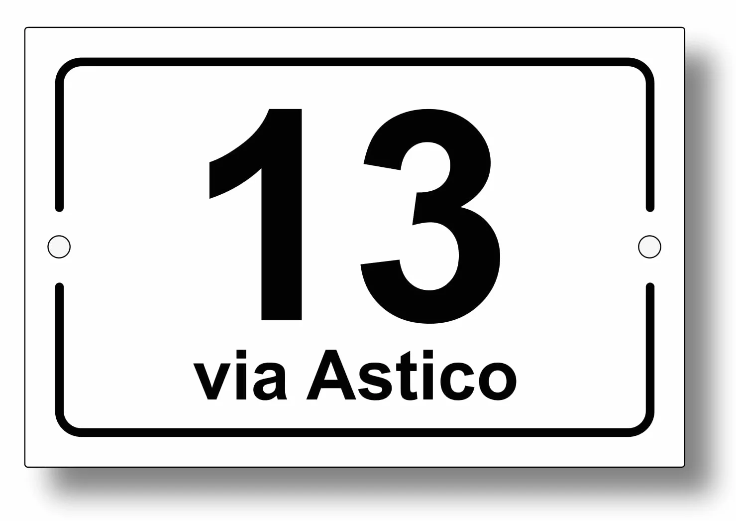 Numero civico in laminato plastico spessore 3.2 mm - Targa per esterno con incisione personalizzata - Formato rettangolare in 3 misure a scelta (Testo Nero - Sfondo Bianco)