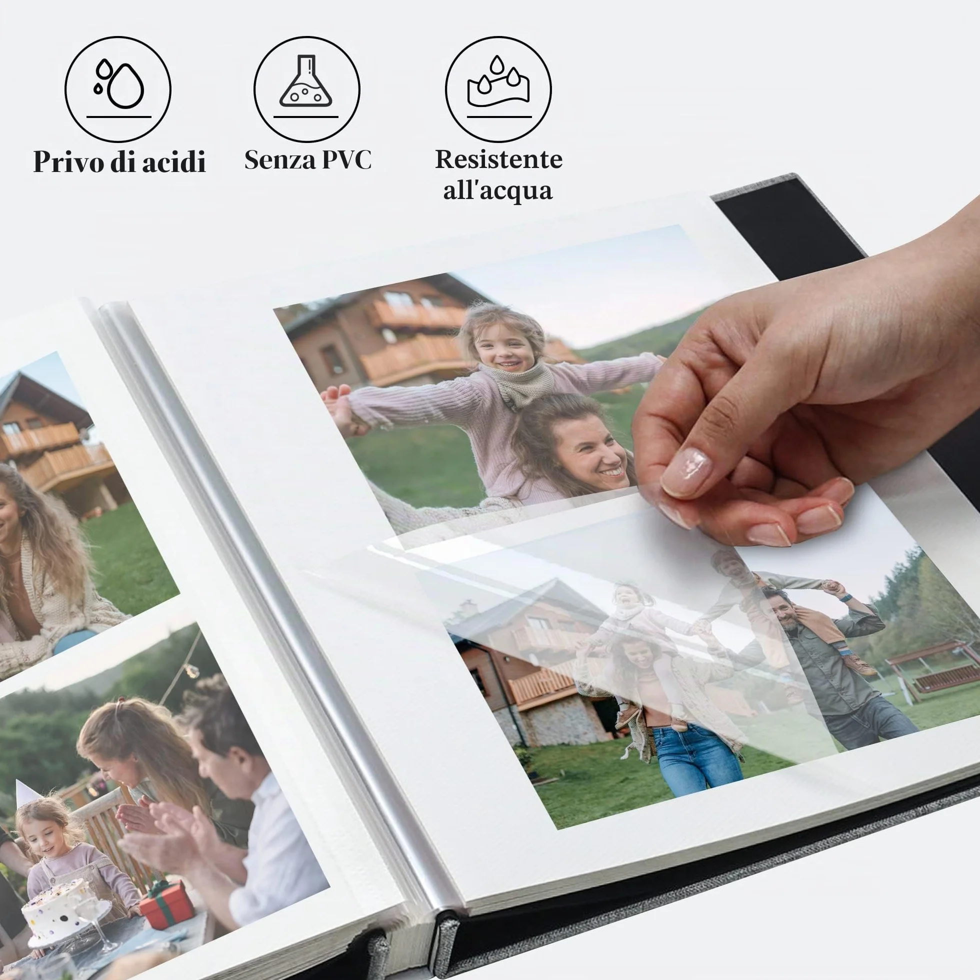 Album Fotografico Autoadesivo 28x27 CM 10x15 40 Pagine Copertina in Lino
