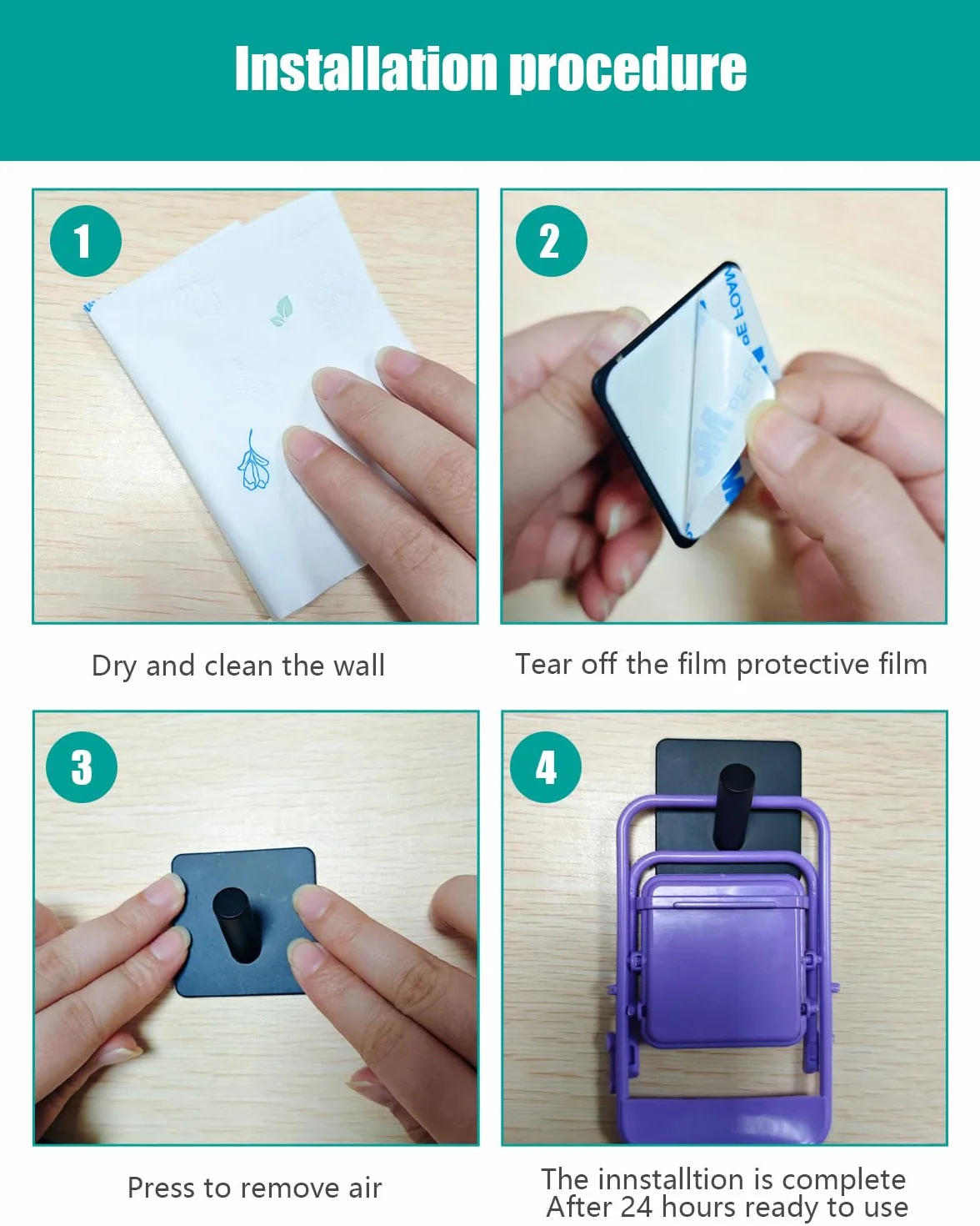 Ganci adesivi da parete impermeabili per doccia, set di 6 ganci appiccicosi