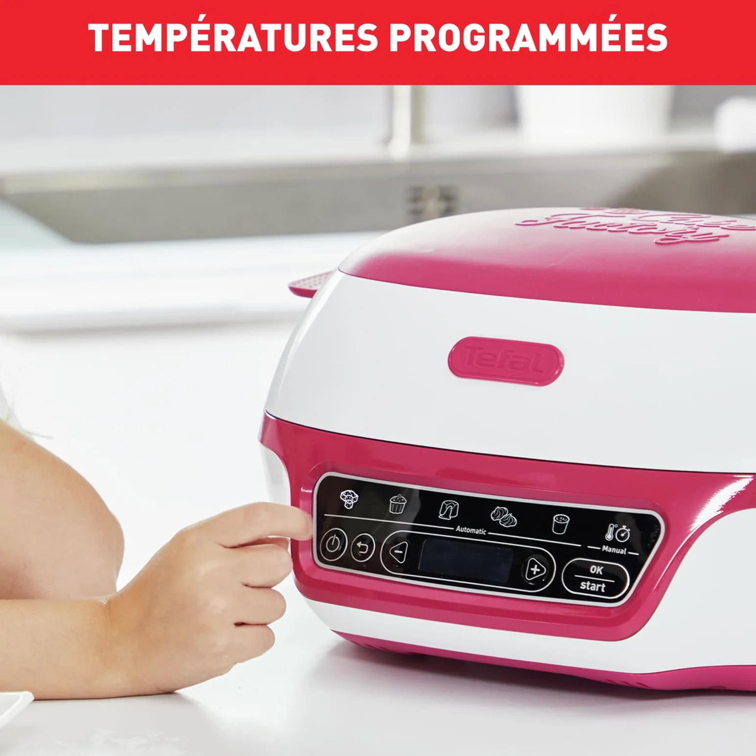 Tefal Macchina per torte intelligente, 5 programmi automatici, 1 modalità manuale, 12 stampi mini torte, 1 stampo grande, compatibile con la gamma CreaBake, Cake Factory Delizie KD810112