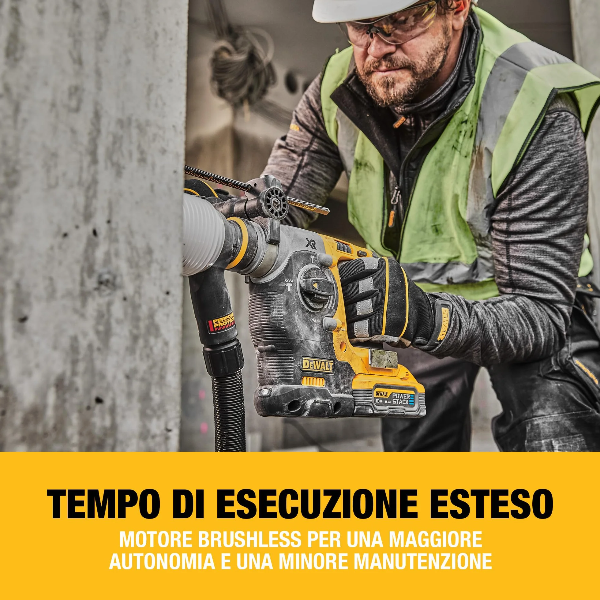 DEWALT 18V XR Trapano a Percussione Brushless SDS-Plus 24mm, Unità Singola, DCH273NT-XJ