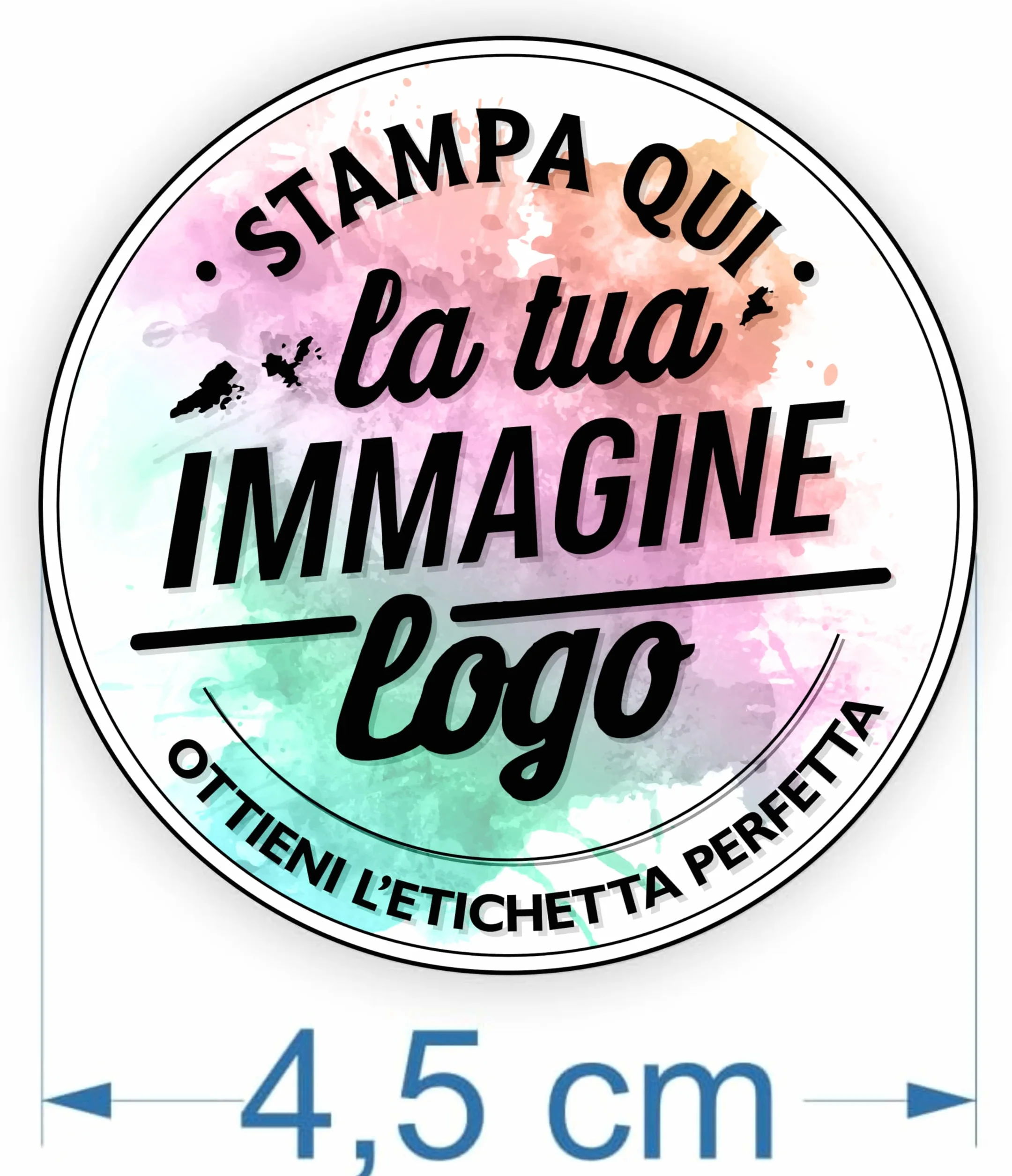 100 Adesivi personalizzati, etichette adesive personalizzate, stampa il tuo logo, la tua immagine, crea i tuoi sticker personalizzati, Etichette Rotonde Diametro 4,5 cm