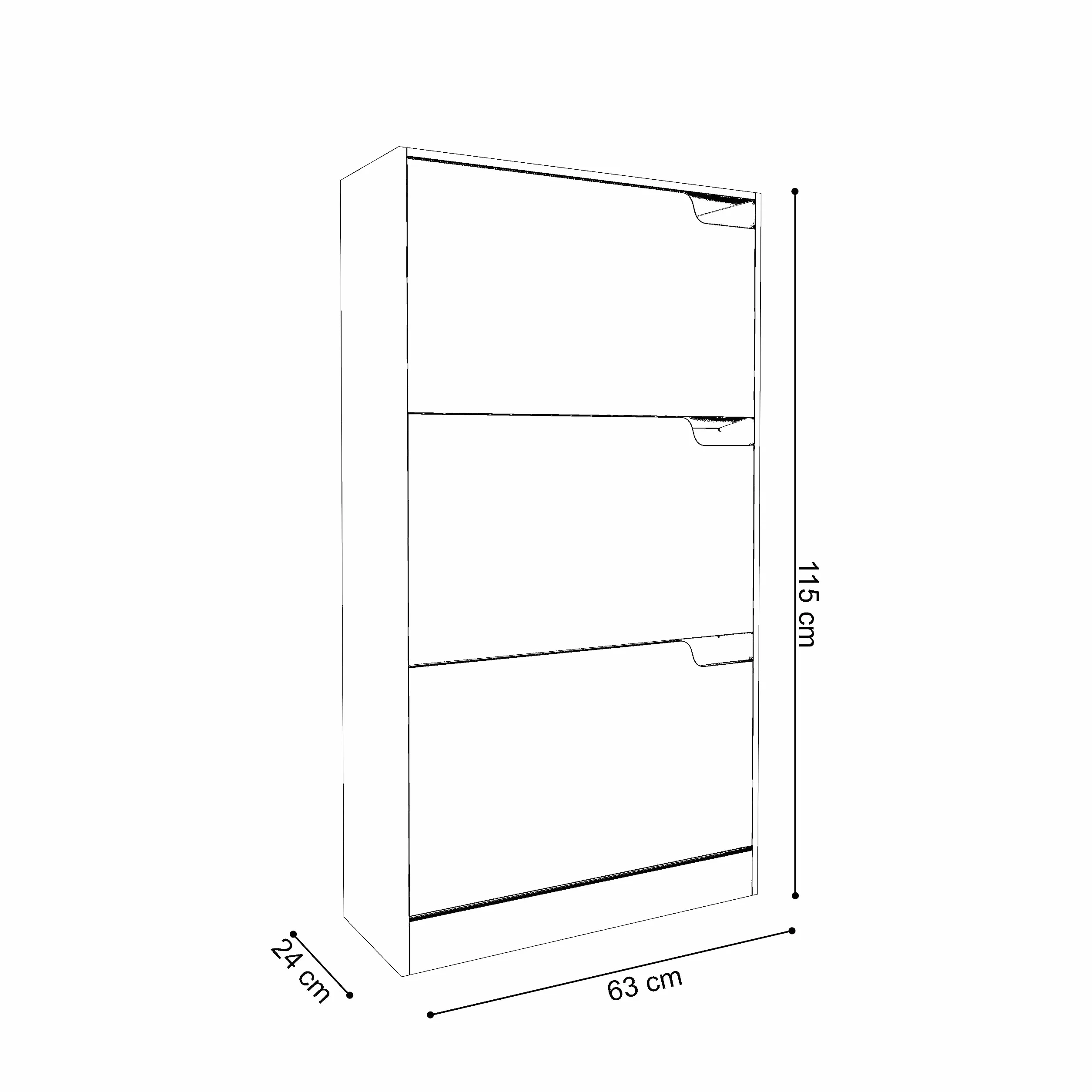 Arreditaly Scarpiera Portascarpe 3 Ante In Legno MDF Da Ingresso Salvaspazio A Ribalta Design Con Maniglie A Scomparsa Doppia Profondità Slim Soggiorno Casa Camera Ufficio 115 x 24 x 63 Cm (White)