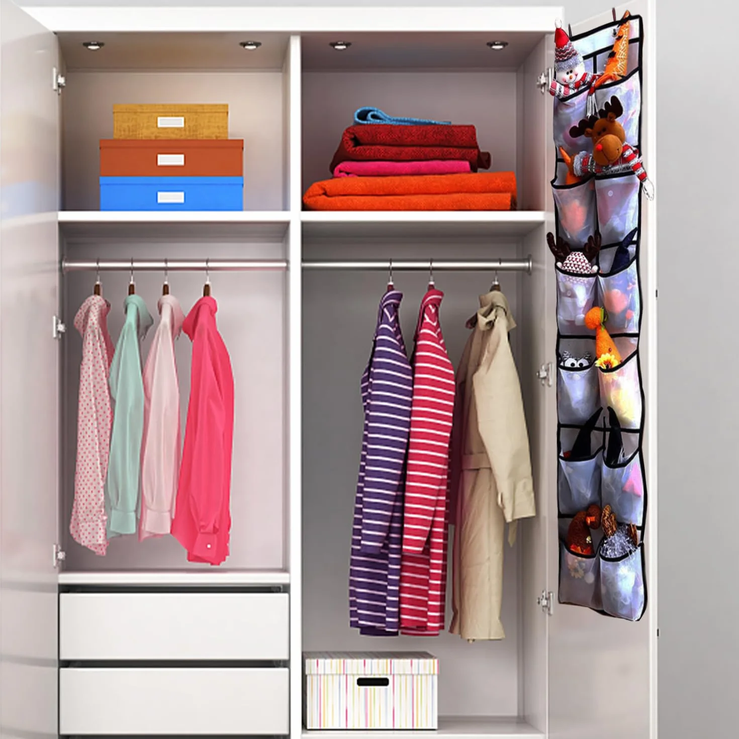 CORTNEY Organizer Pieghevole da Appendere, Scarpiera a Sospensione da Porta a 12 Scomparti Innovativo con Ganci con Può Riporre Scarpe, Articoli Vari, Giocattoli, Libri