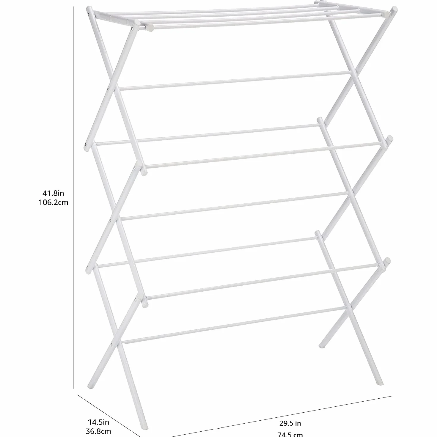 Amazon Basics Stendibiancheria pieghevole, 14.5" D x 29.5" W x 41.8" H, bianco.