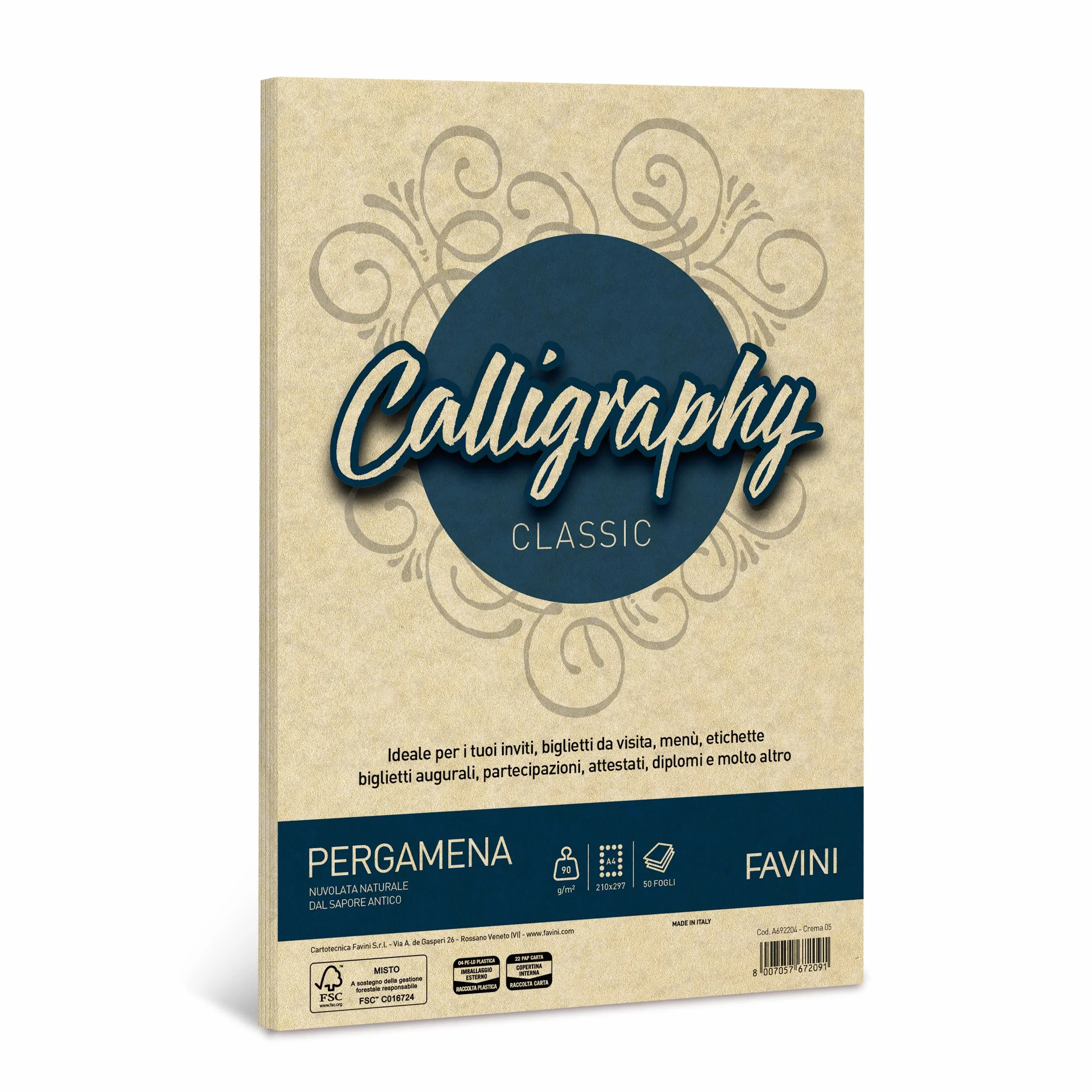 Favini 867197 Pergamena Liscio, 50 Pezzi