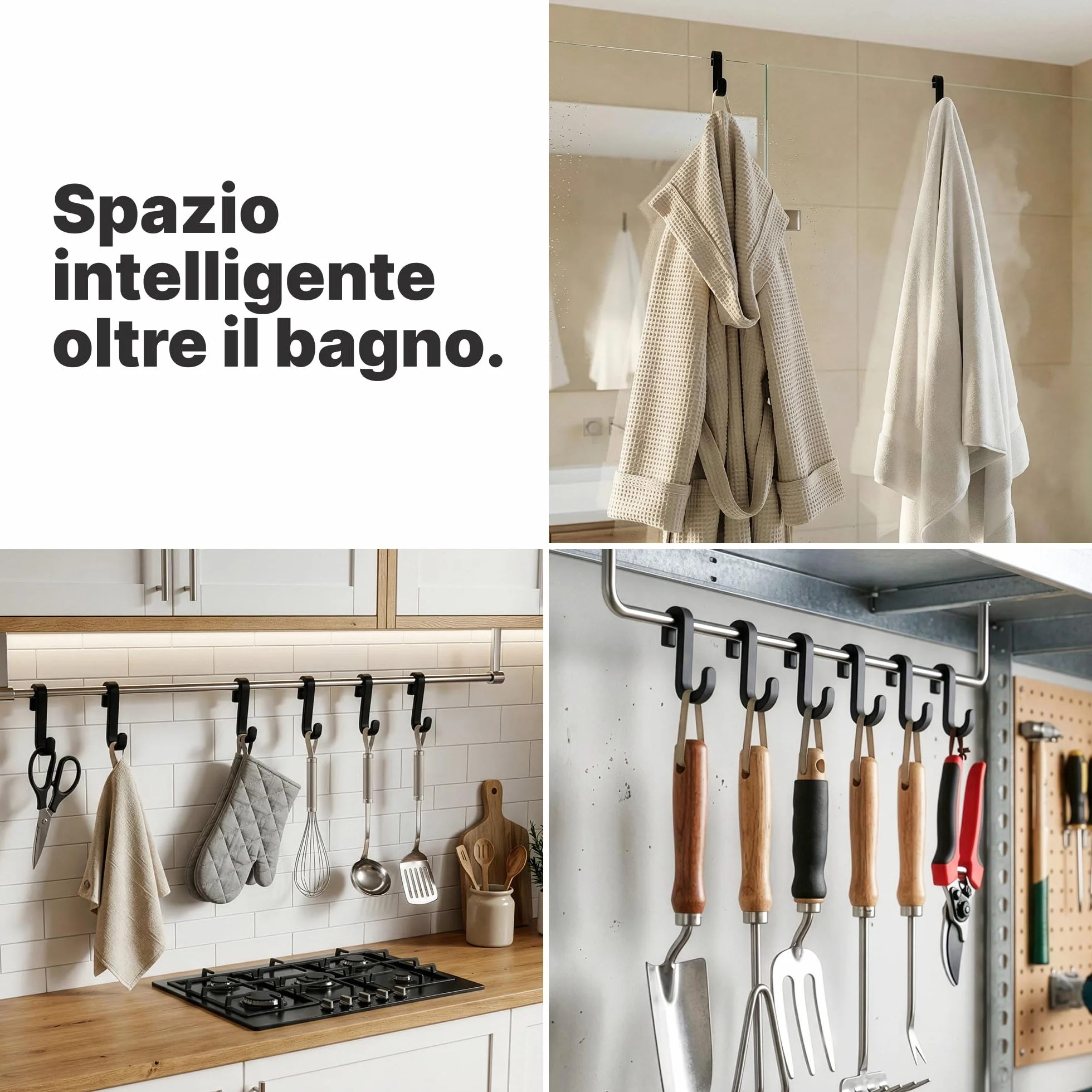 Ganci in Silicone da Appendere per Porte Doccia in Vetro Senza Telaio, Set da 2