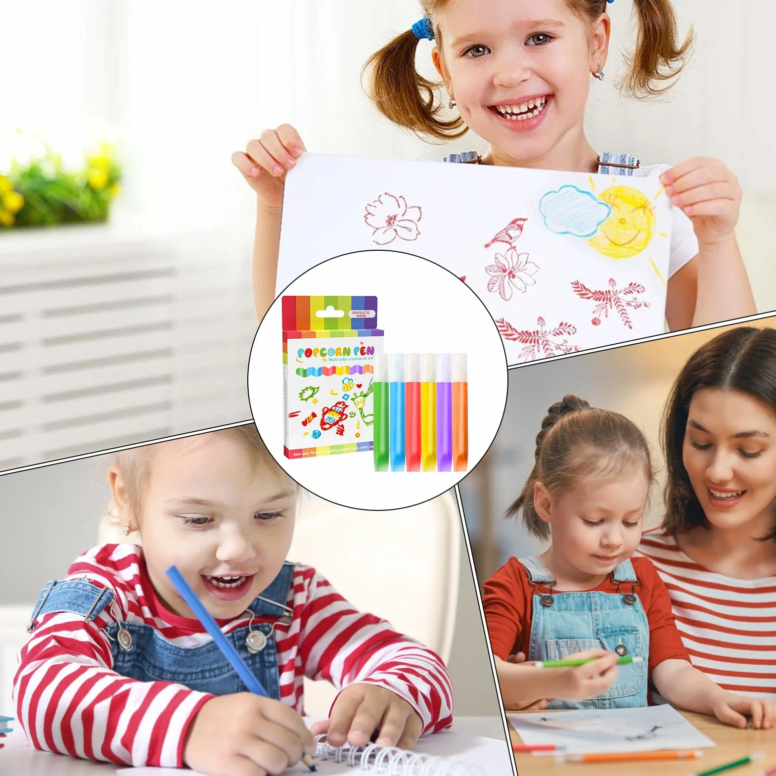 Generico Penna da Disegno | Penna a Bolle 3D per Pittura Bambini,Lavabili per Pittura Creativa Regalo Compleanno Festività
