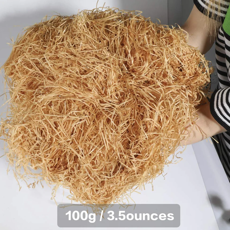 Hifot 100 Grammi Shred Carta Velina Regalo Imballaggio tagliuzzato Carta Kraft Regalo Cesto riempimento imballaggio Forniture per Feste - Khaki