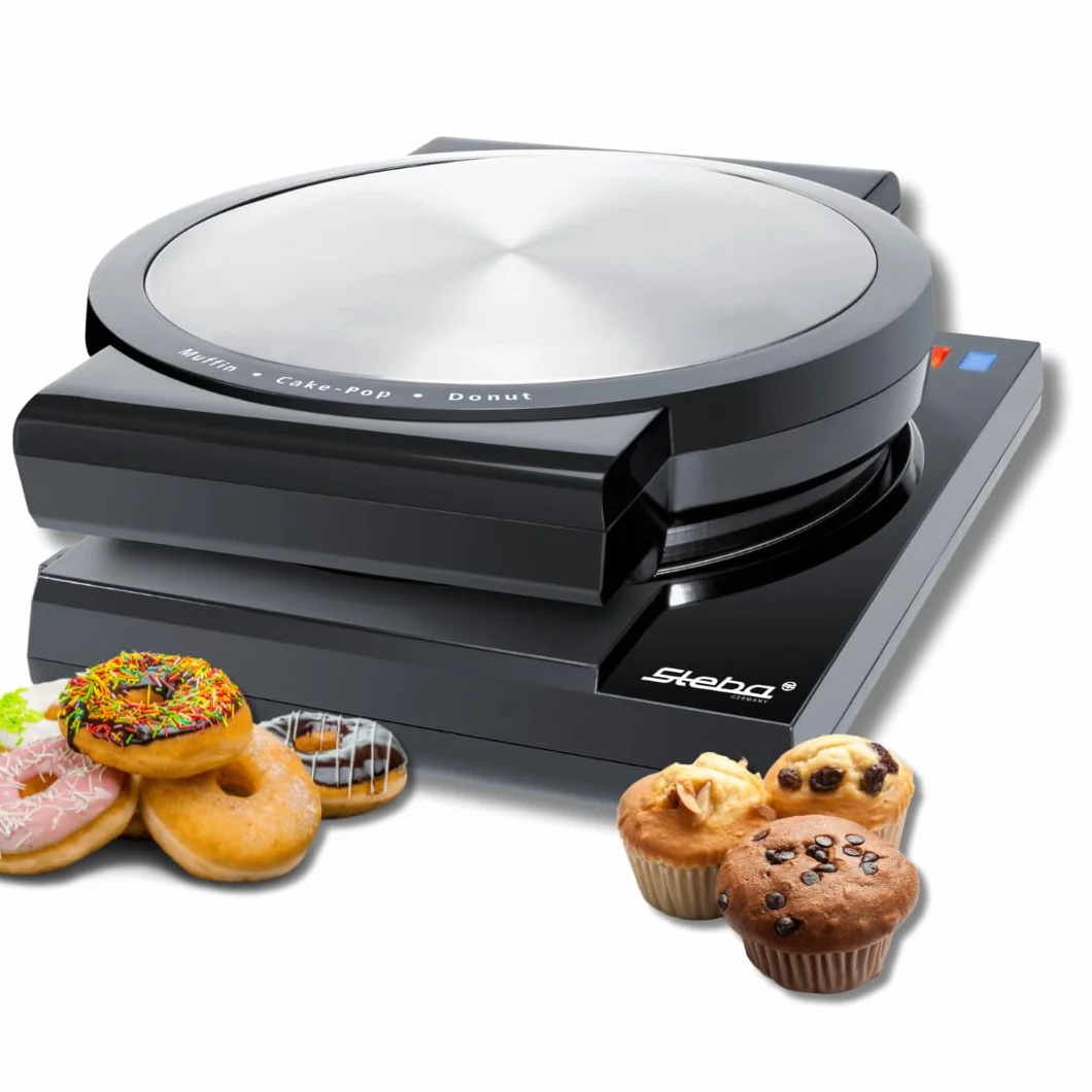 Steba Elettrodomestici Cake Maker 3 in 1, 3 piastre antiaderenti per cake pop, muffin e ciambelle, le piastre sono facilmente rimovibili premendo un pulsante, con supporto per Cake Pop e bastoncini,