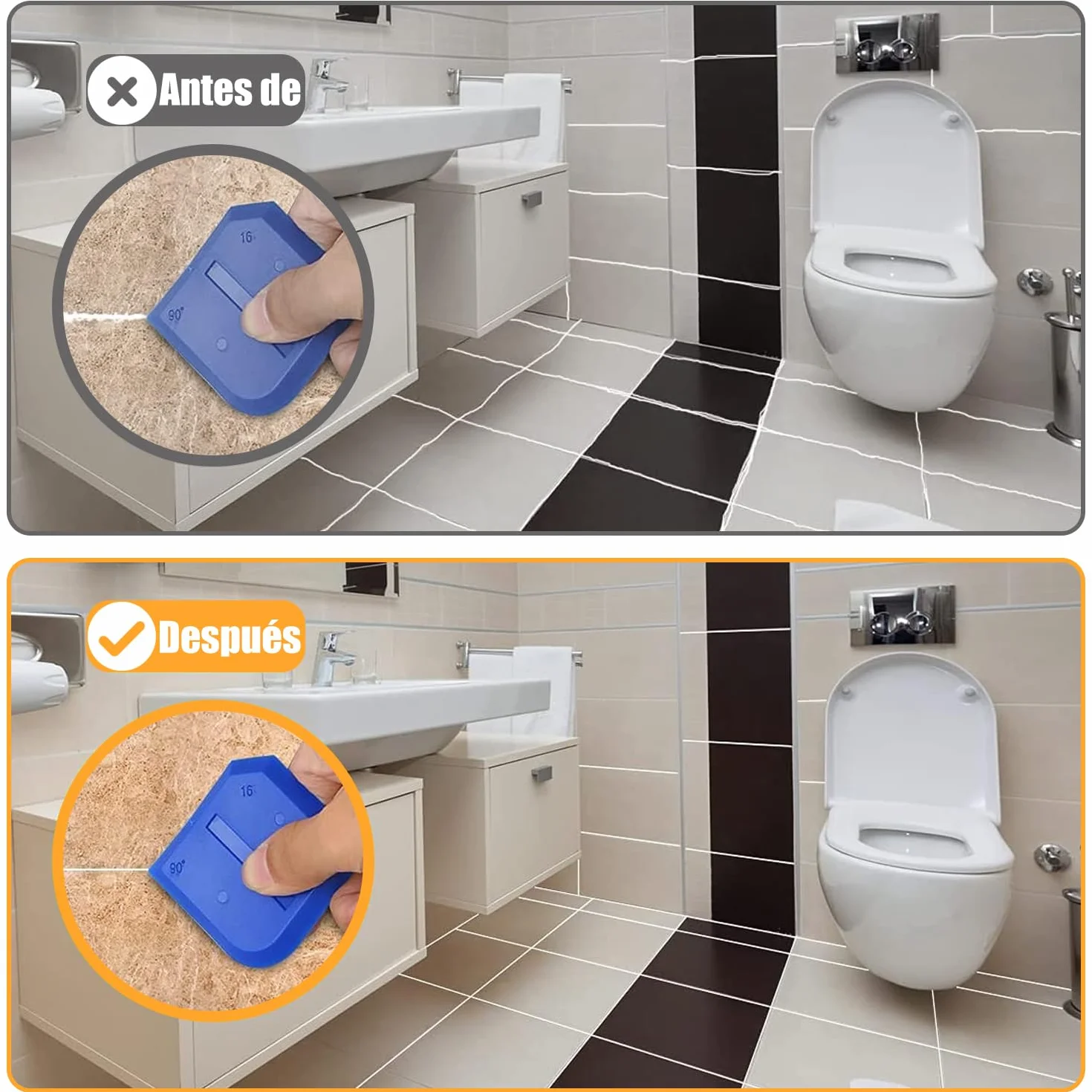 FOLAI Spatola per Silicone Raschietto Togli Silicone Spatole per Silicone Calafataggio Flex Kit Silicone 3 in 1 Spatola Silicone Sigillante Professionale con Grout Remove per Bagno,Cucina,Pavimento…