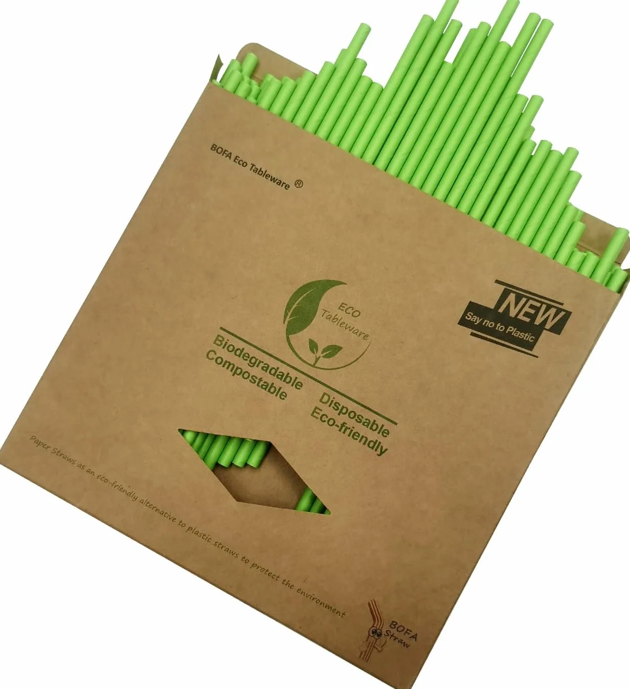 Verde Cannucce Carta Lunghe 19.7cm, Pack of 100 Biodegradabili Compostabili Verde Cannucce di Carta per Festa Cocktail,
