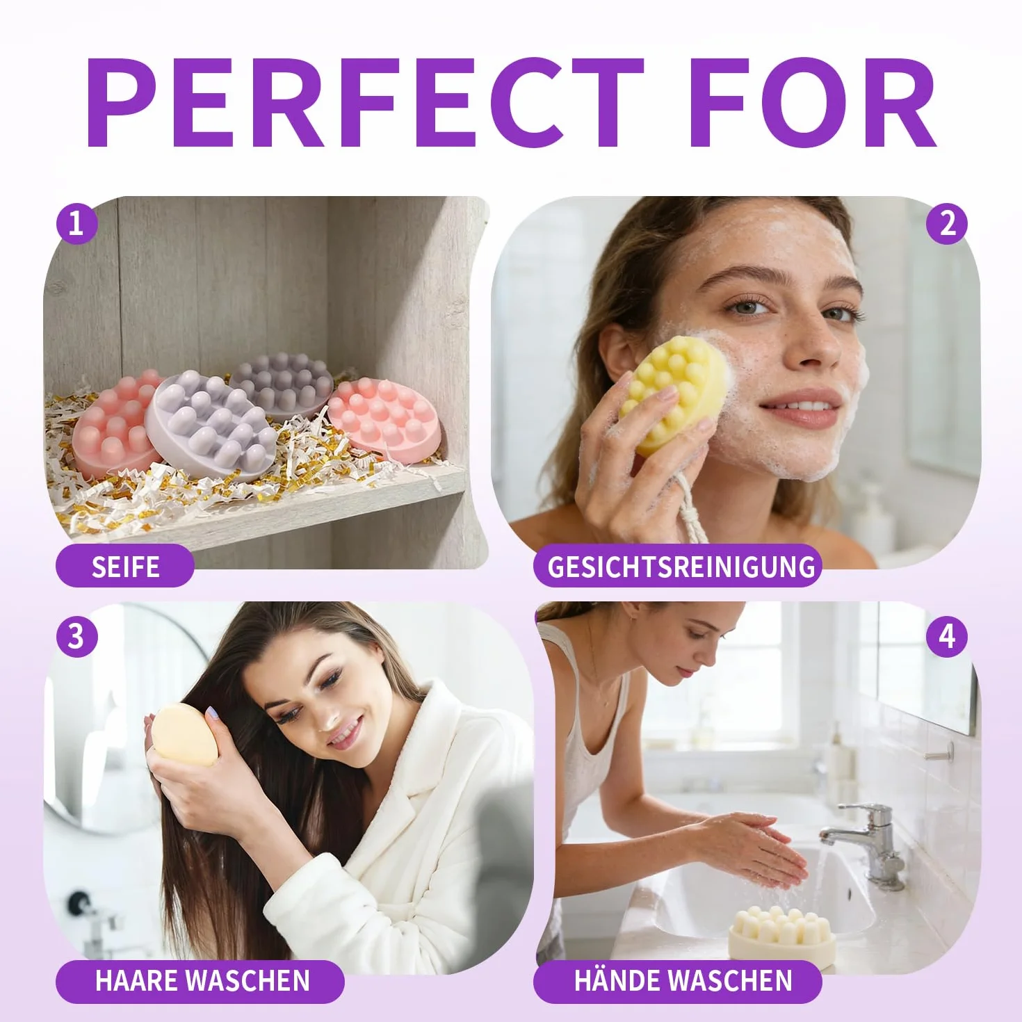 Stampo per sapone da massaggio, 6 cavità, in silicone, per la produzione di sapone, per pane, cioccolato, cubetti di ghiaccio