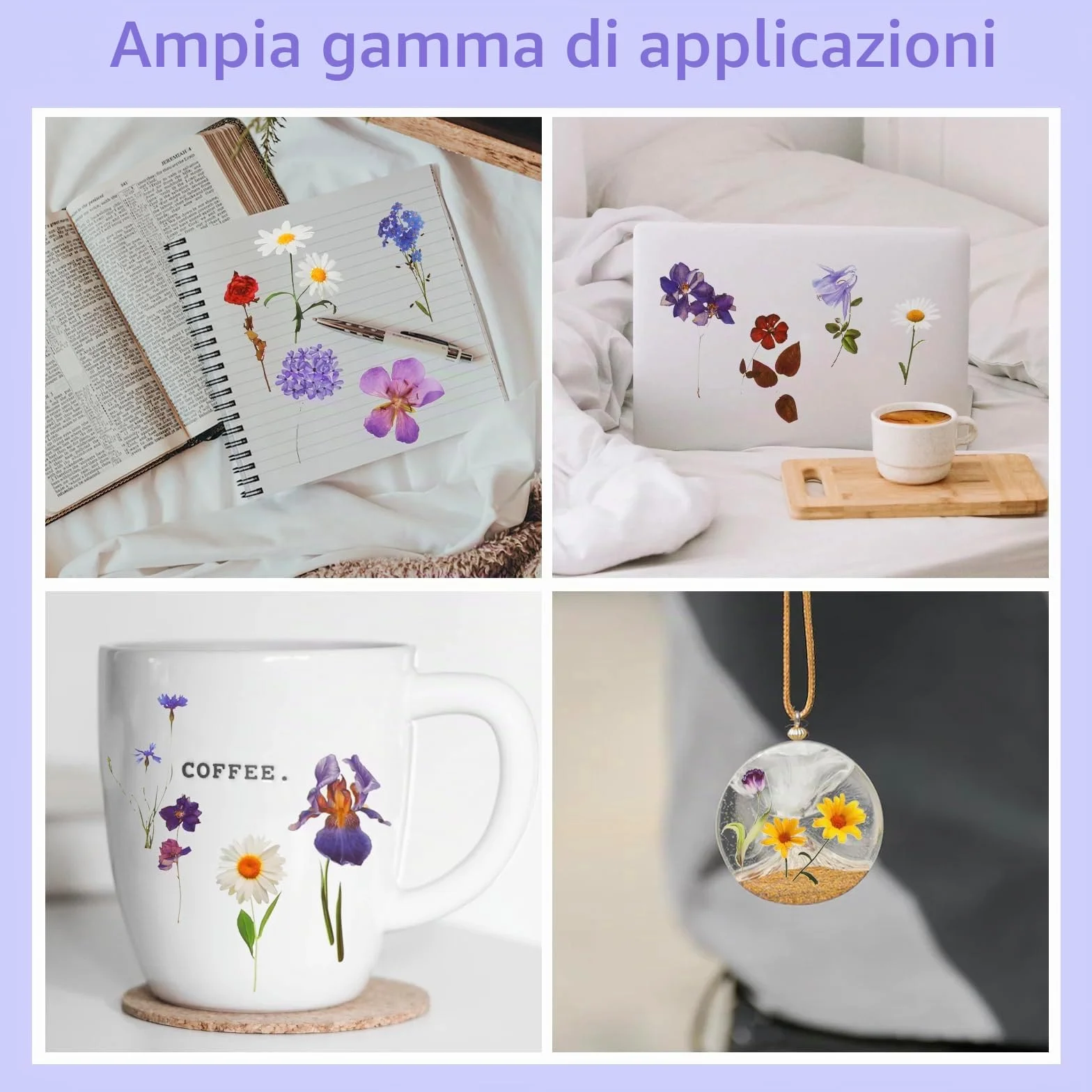 Set di 120 adesivi floreali per scrapbooking, fiori naturali estetici, adesivi floreali trasparenti per scrapbooking, artigianato, biglietti, computer portatili, (60 stili)