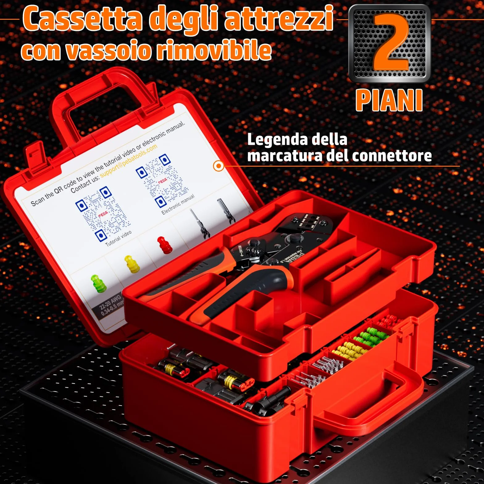 PEBA Connettori Elettrici Impermeabili per Auto, Kit di Connettori per Cavi Elettrici Automobilistici 1/2/3/4 pin Connettori Maschio e Femmina con Strumento di Crimpatura a Cricchetto, Estrazione Pin