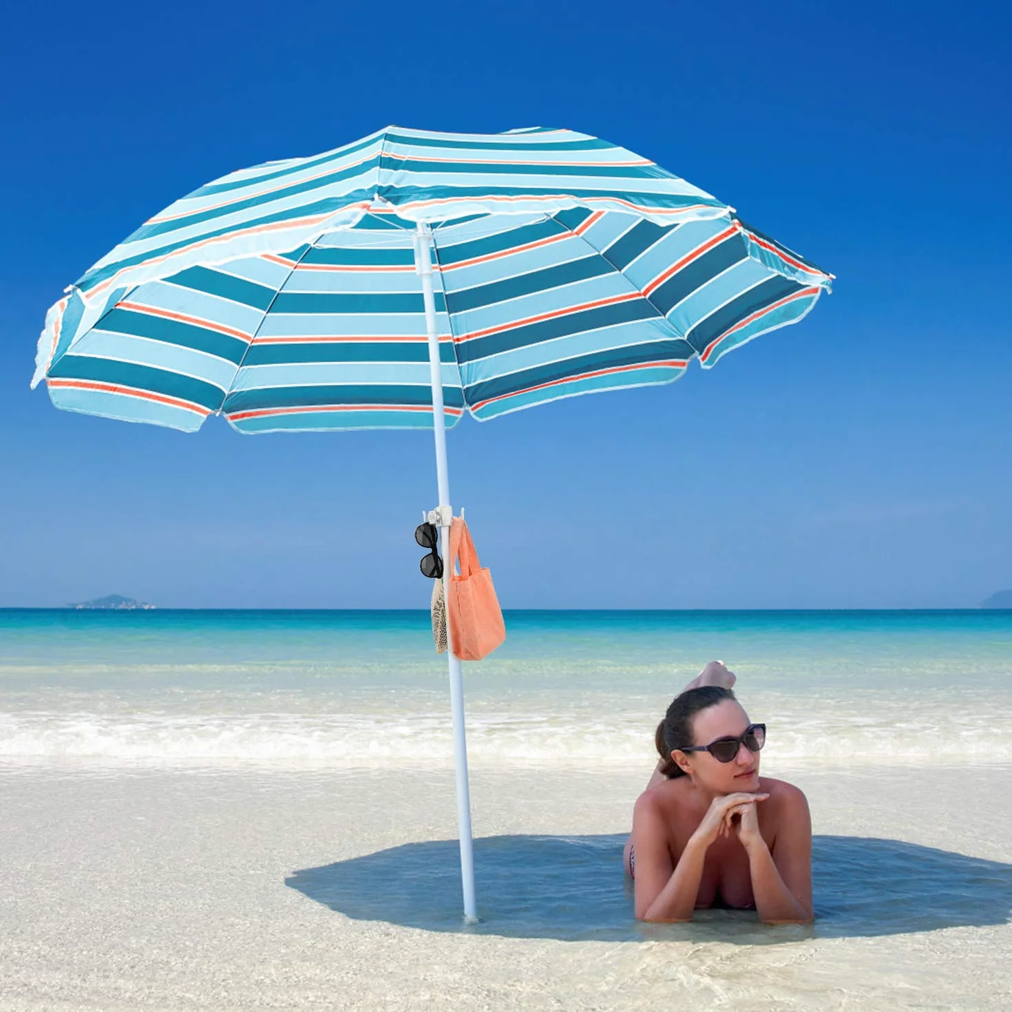 TAGVO Ombrello da Spiaggia Gancio Appeso 2 Pezzi 4 Poli Plastica Durevole