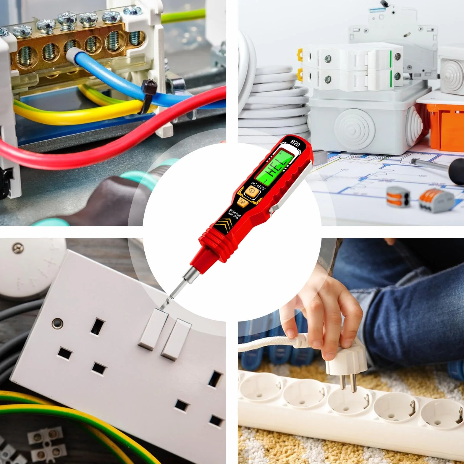 Cercafase Senza Contatto | 6.34 Pollici Penna Rilevatore Di Tensione | 48g Mini Tester Elettricista Ricaricabile | Con Auto-Ranging Per Letture Precise, LED Integrato Per Riparazioni E Cantieri