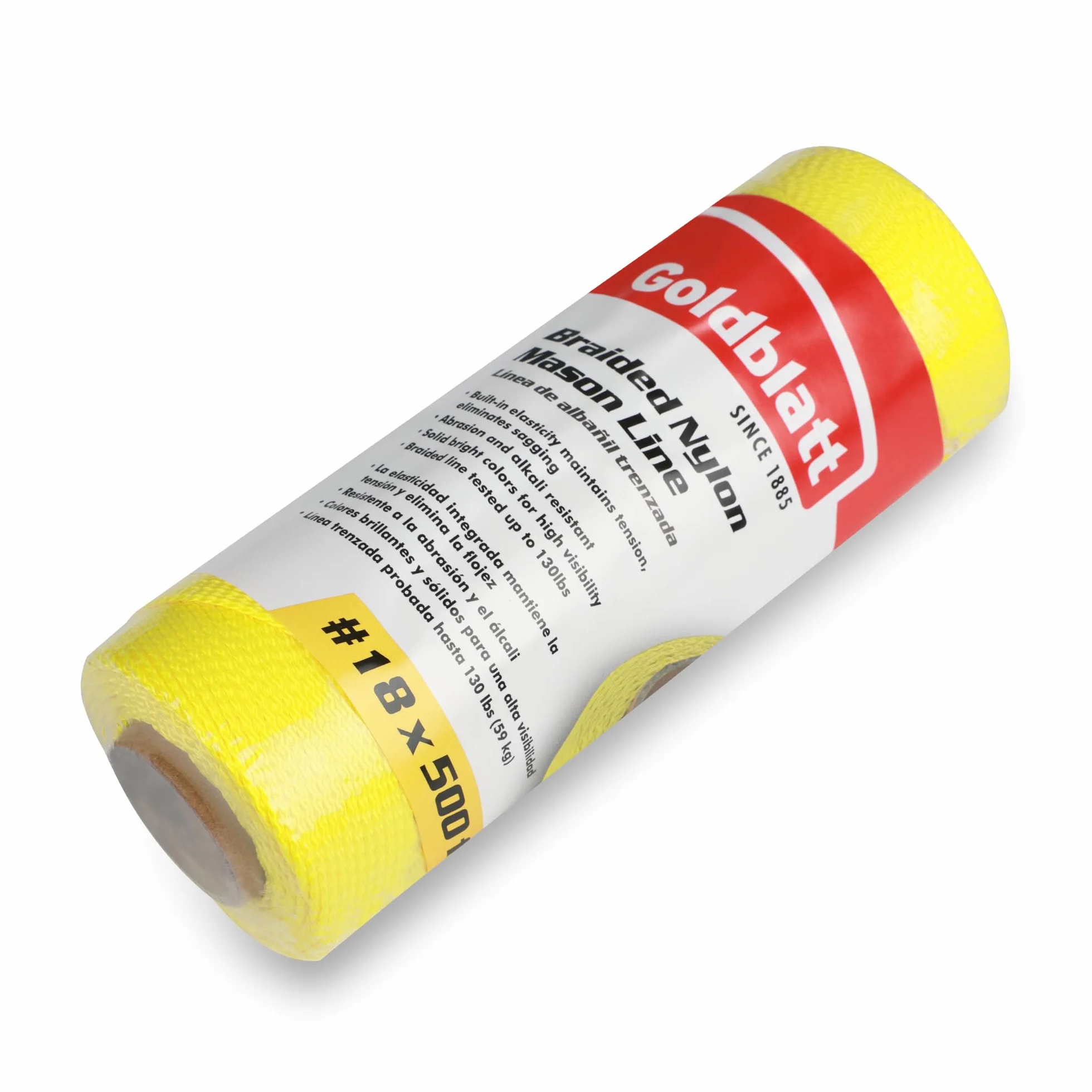 Goldblatt Filo per Muratura, Filo per Muratura in Nylon Intrecciato, Diametro 1,2 mm x 153 m, Giallo Fluo, Resistente a Intemperie e Usura, per Allineamento Pavimenti
