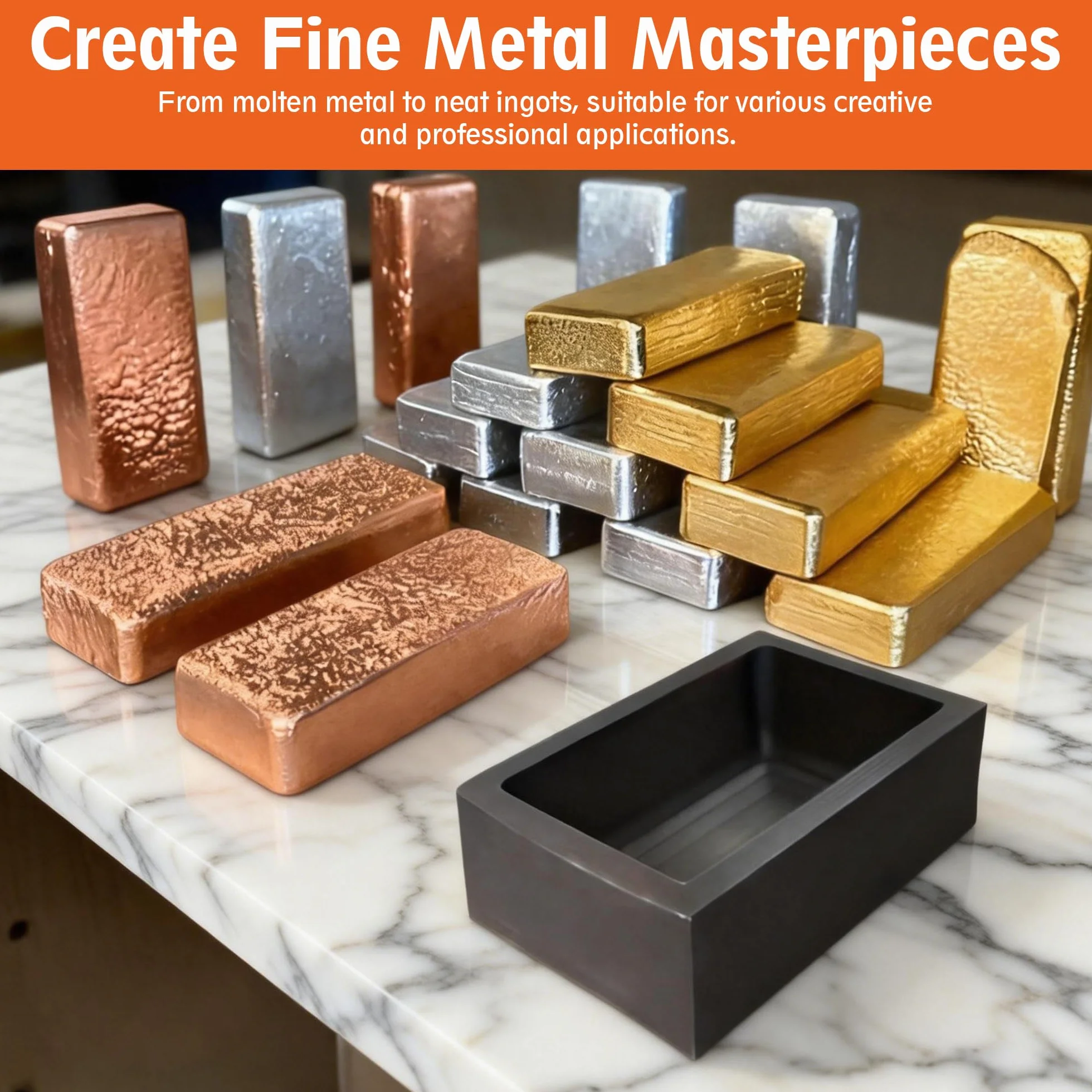 2 stampi per lingotti in grafite ad alta purezza da 1 kg, per colata oro, argento, alluminio, rame, ottone, resistenti al calore, strumenti di raffinazione per fusione di metalli