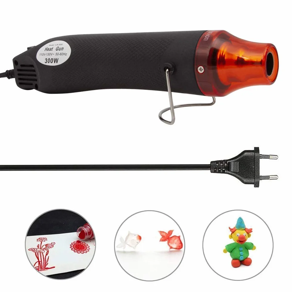 Mini pistola ad aria calda elettrica 300 W Mini Shrink Heat Tool Embossing Powder Set asciugacapelli temperatura pistola ad aria calda applicazione fai da te per pittura ad asciugatura in gomma