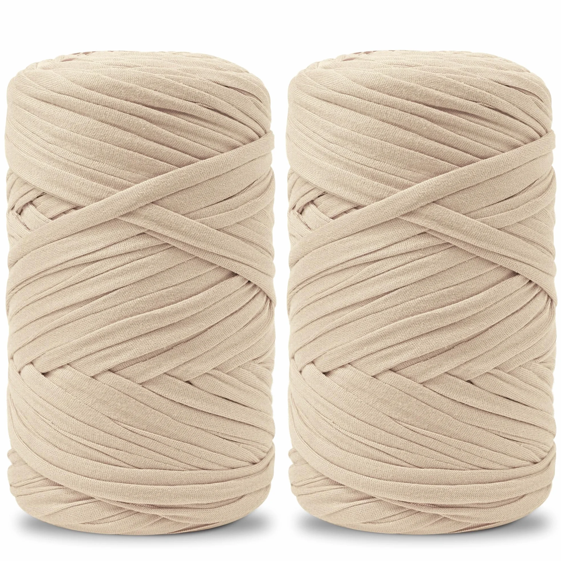 Vincona Fettuccia per Borse a Uncinetto 2x200g, Cordino per Borse Uncinetto, Adatto per Borse all'uncinetto, Cestini, Arazzi, Decorazioni per la Casa, Artigianato fai da te-Beige albicocca 16