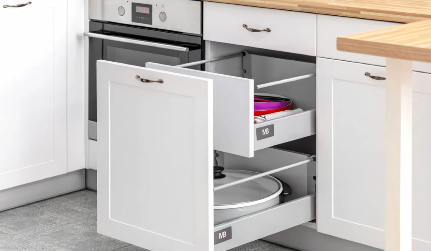GTV Sistema di Cassetti Modern Box 40 kg L=450mm H=146 mm Grigio