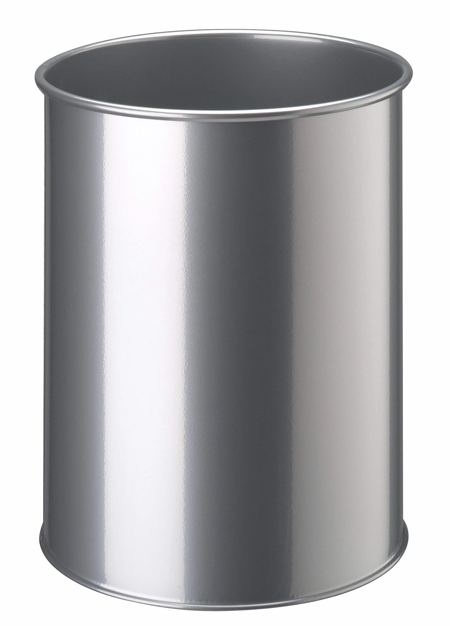 Durable Cestino cilindrico in acciaio verniciato, cestino ufficio, cestino spazzatura, cestino bagno, cestino cameretta, 15 litri, argento, 330123
