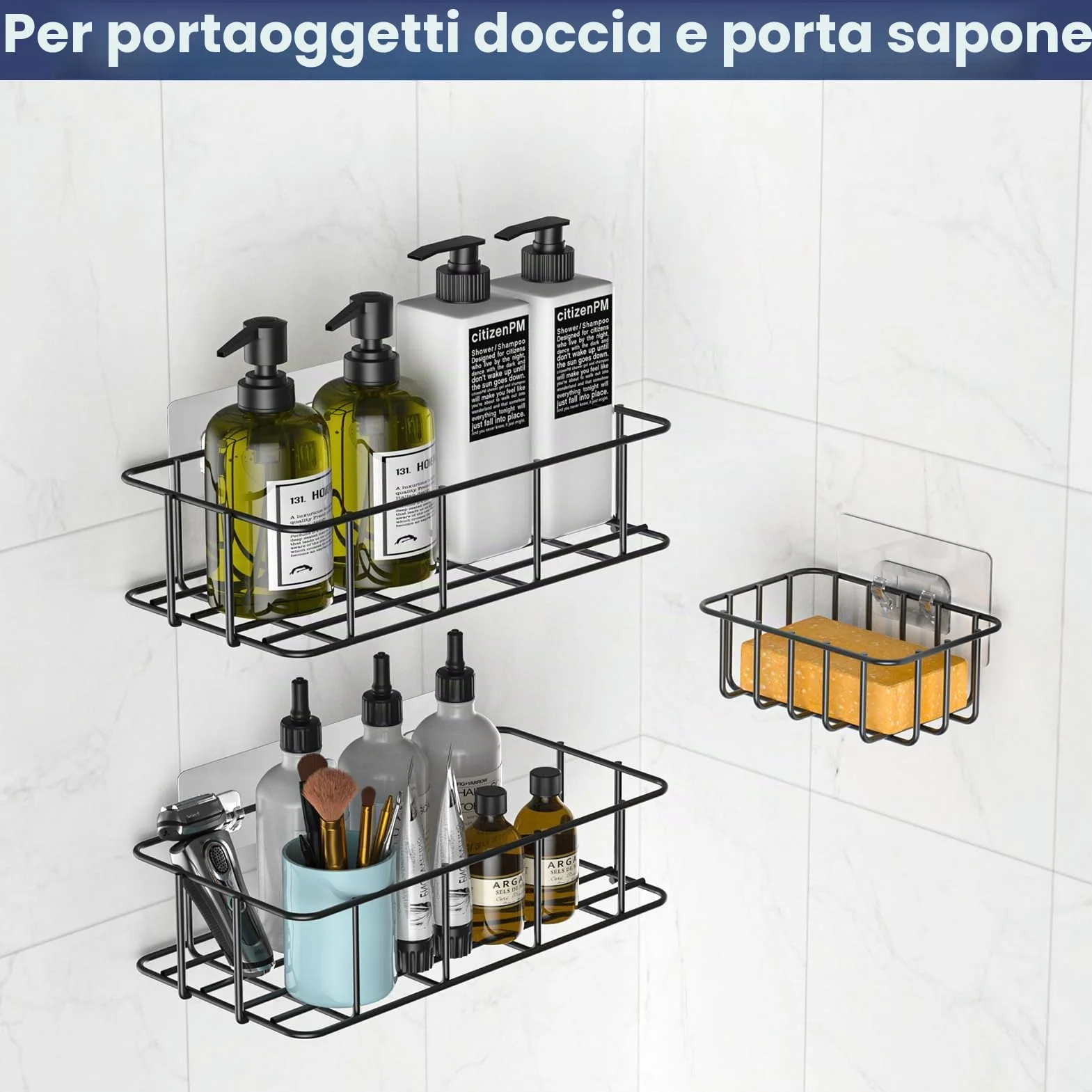 Ganci Adesivi per Mensola da Doccia 5 Pezzi Sostituzione Adesivo Shower Caddy