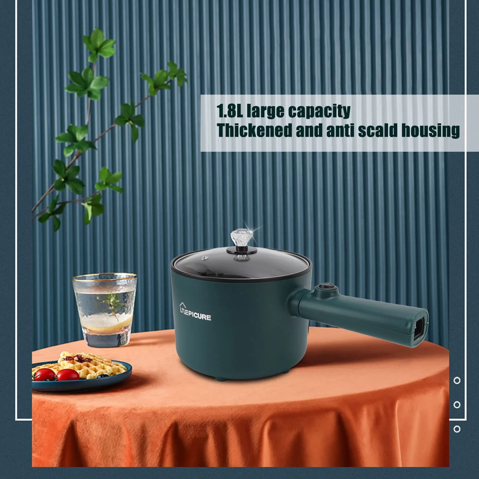 Pentola Calda Elettrica Pentola A Vapore 1.8L Multifunzionale Padella Antiaderente Dormitorio Ufficio Portatile Ramen Fornello A Vapore Adatto per Noodles Bistecca Fornello Uova Mescolare Friggere